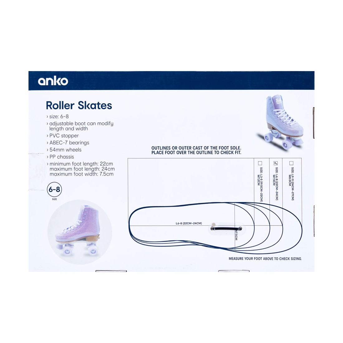 8 Roller Skates - Ombre, Size 6 to 8, 8 of 8