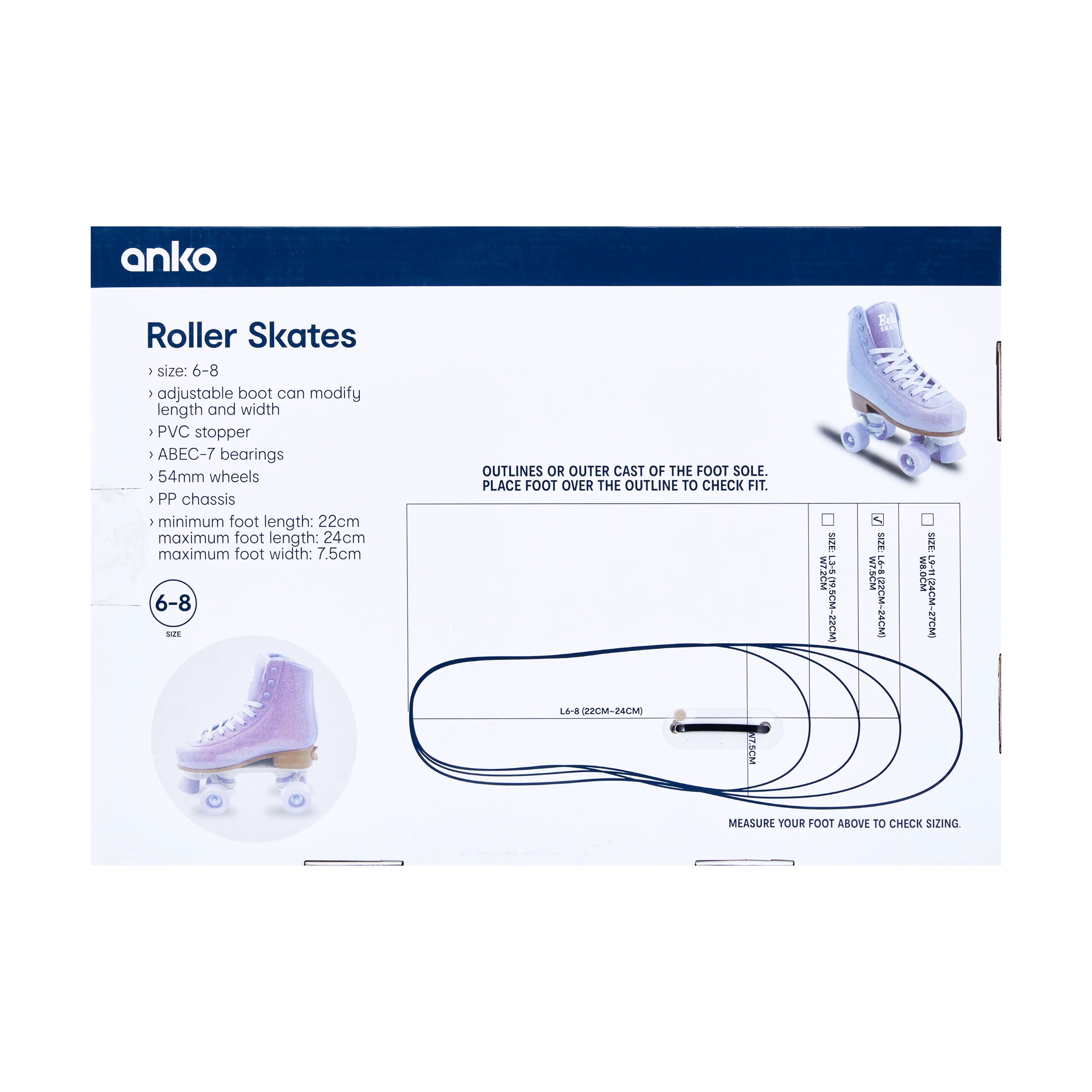 8 Roller Skates - Ombre, Size 6 to 8, 8 of 8