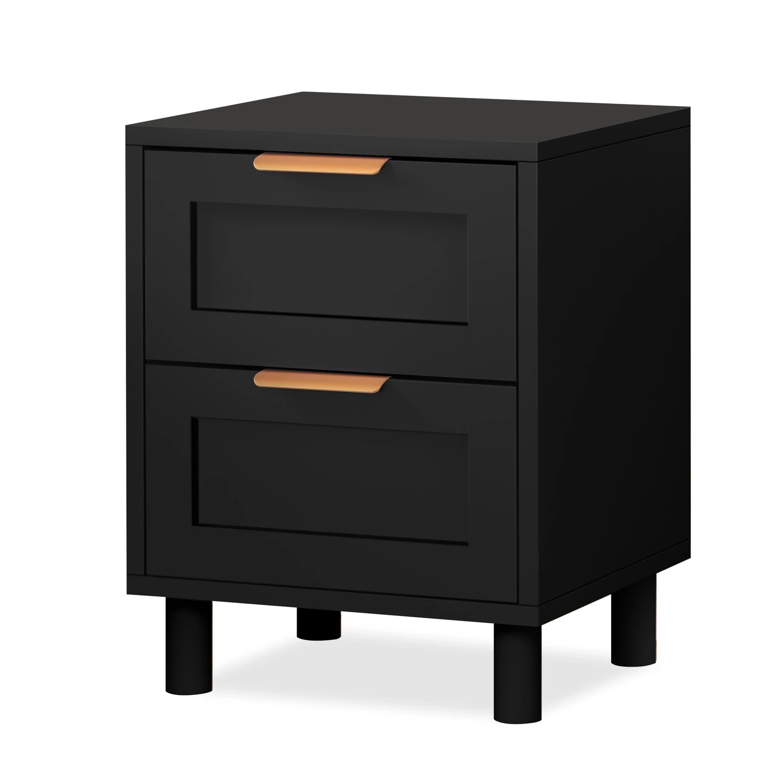 1 Alfordson Bedside Table Side Storage Nightstand 2 Drawers Cabinet - Black, 1 of 10