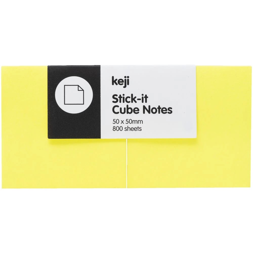 2 Keji Stick-it Cube Notes 50x50mm Neon Yellow 2 Pack, 2 of 3