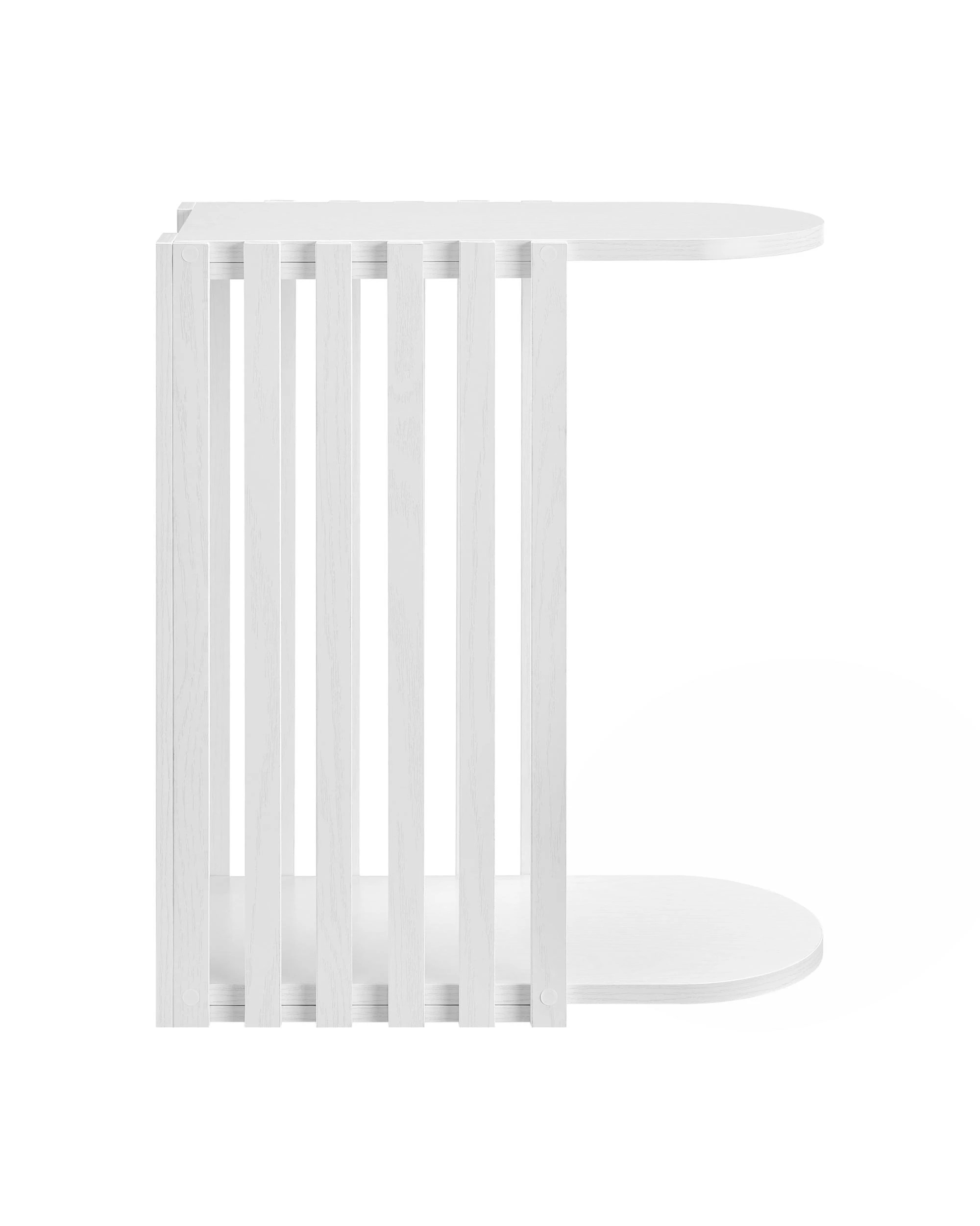 4 Kodu C  Side Table Bedside Table with Slatted Detail - White, 4 of 9