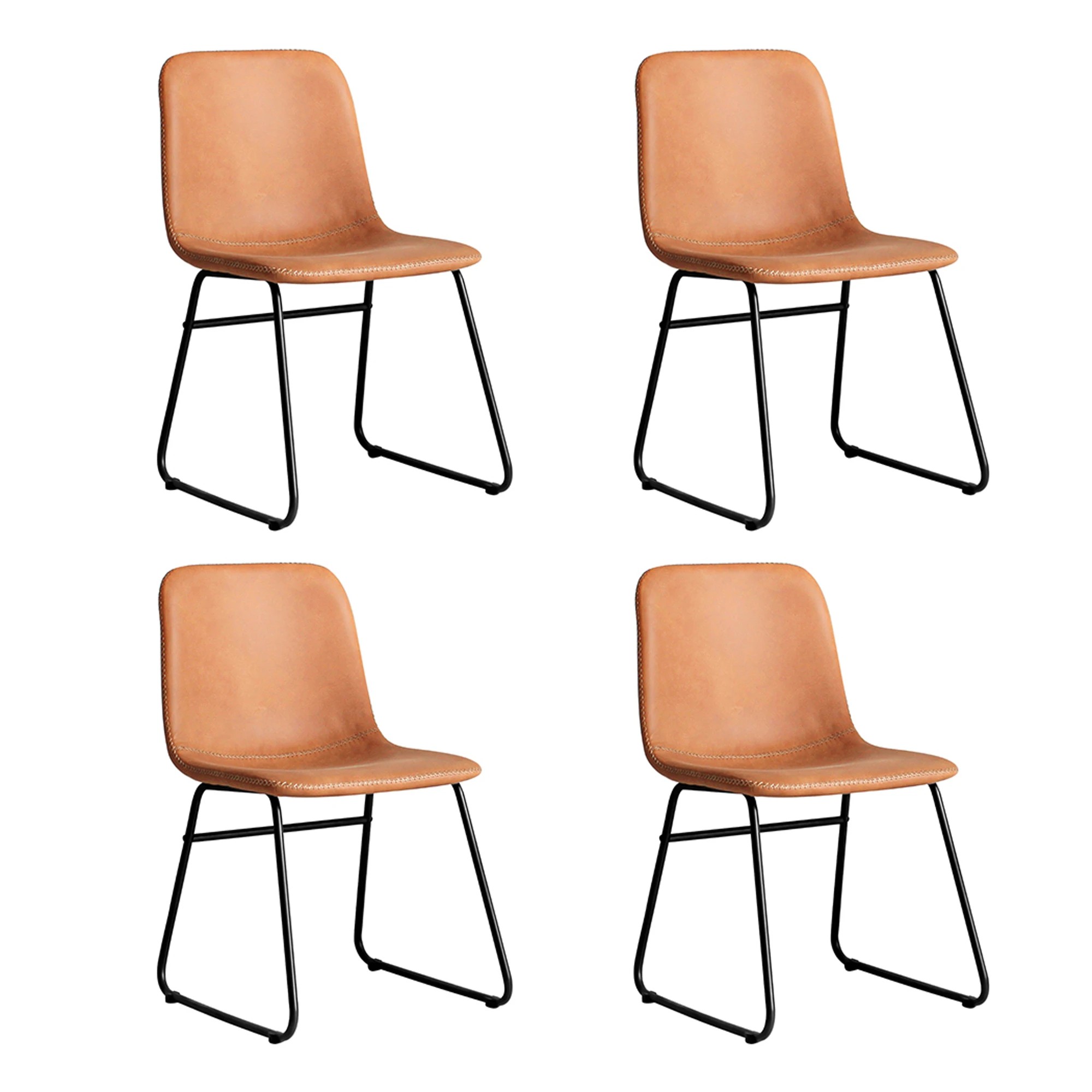 1 Levede 4x Dining Chairs PU Leather - Brown, 1 of 8