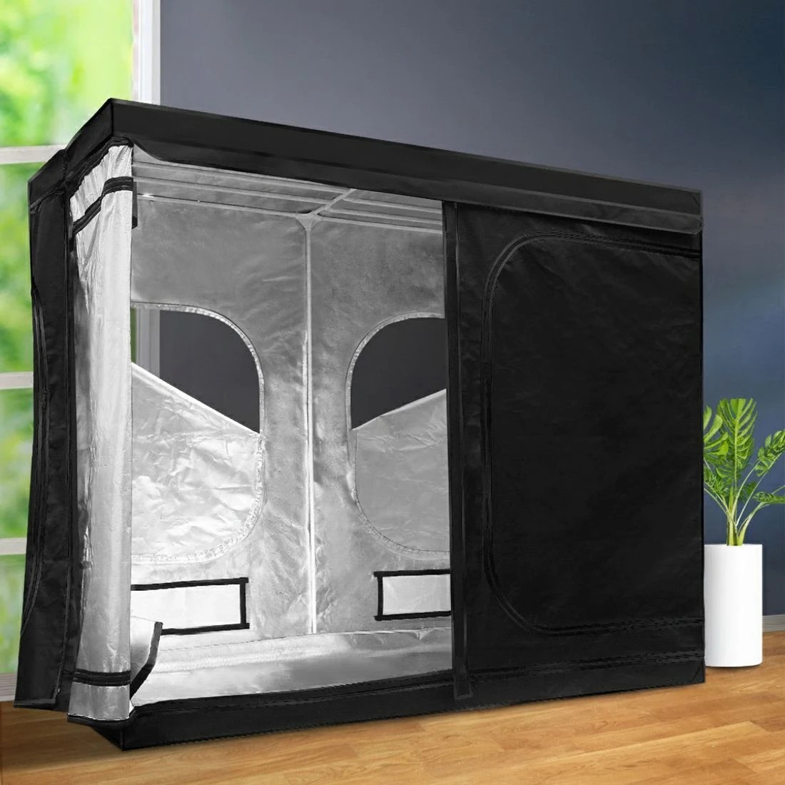 4 Green Fingers Grow Tent 240x120x200CM Hydroponics Kit Indoor Plant Room - Black, 4 of 4