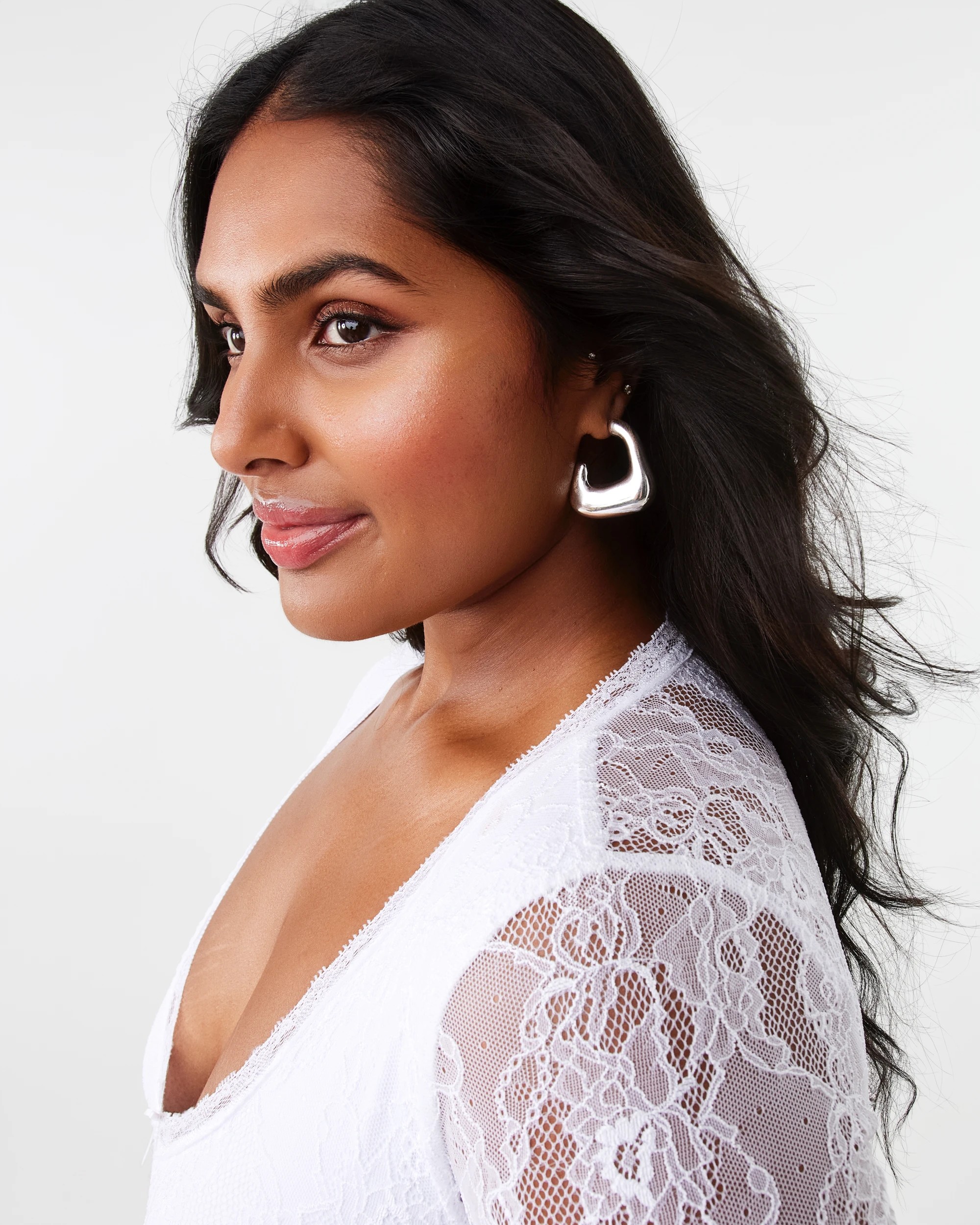 5 Irregular Chunky Hoop Earrings - Silver Look, 5 of 8