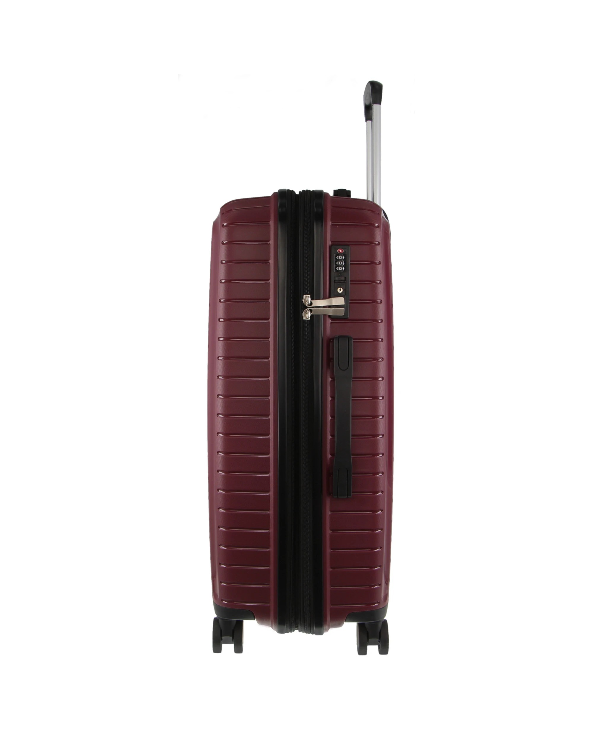 4 Pierre Cardin Hard Shell Suitcase 65cm Medium Checked Luggage in Burgundy, 4 of 4