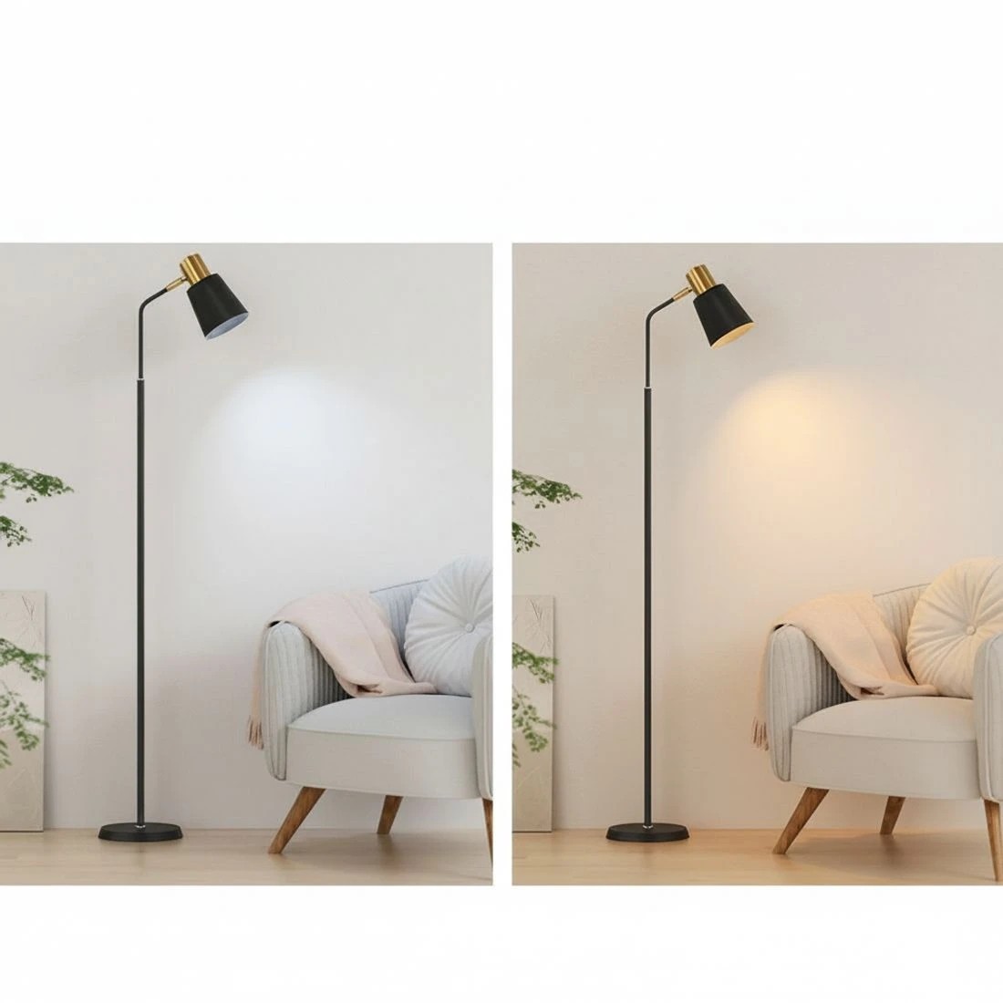 6 Artiss Floor Lamp LED Light Stand Modern Home Living Room Office Reading - Black, 6 of 7