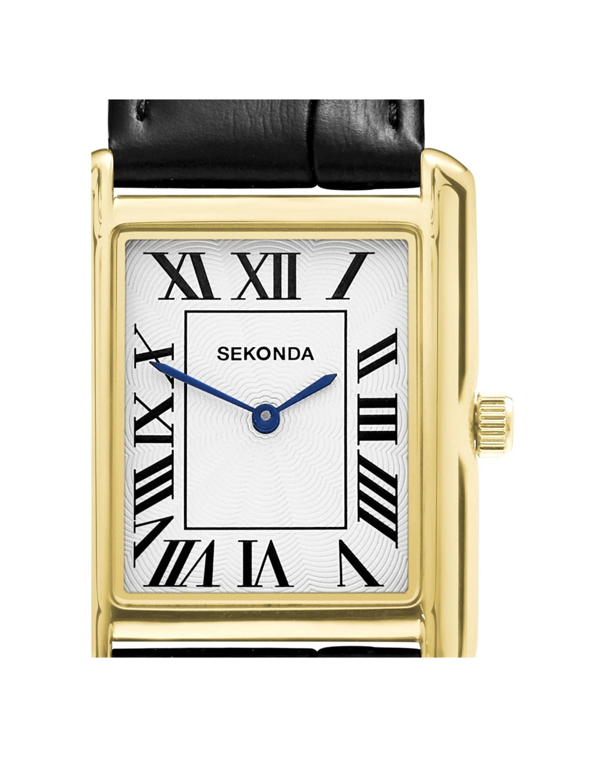 5 Sekonda Men's Clement Watch Guilloche Dial Black Leather Strap 28x37mm, 5 of 6