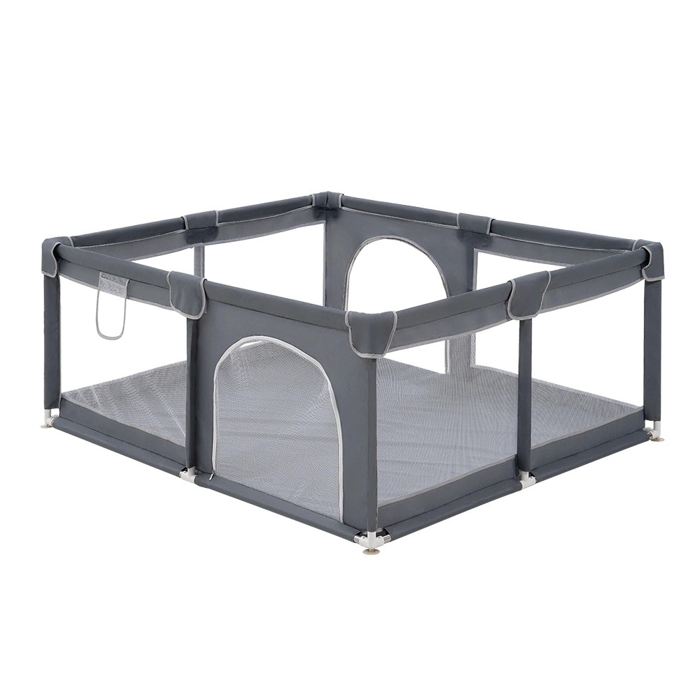 1 Playpals Baby Playpen Child Safety Gate Kids Playpen Child Play 2 Door 150x180cm - Grey, 1 of 3