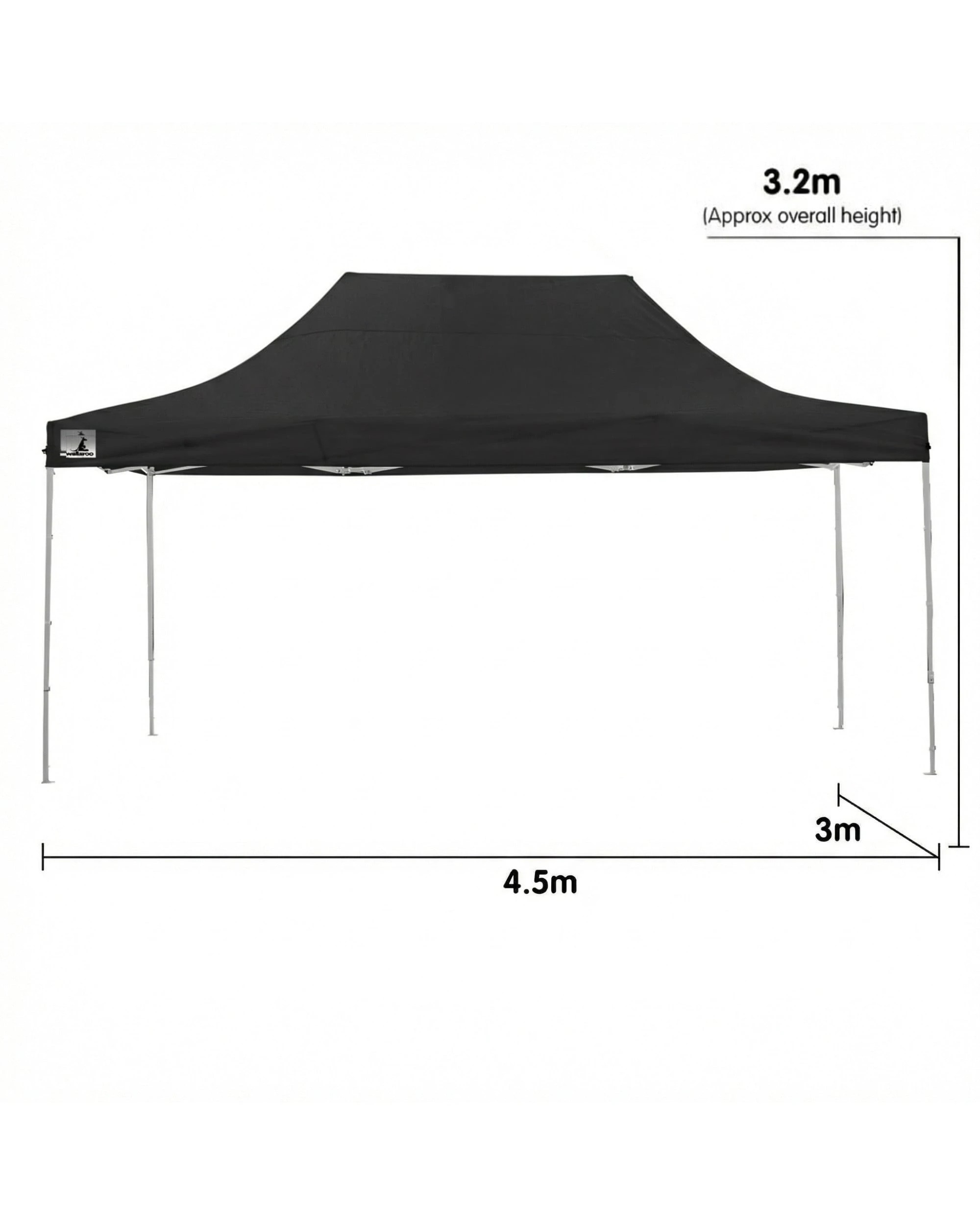 8 Wallaroo 3m x 4.5m Outdoor Gazebo Folding Party Tent Marquee Canopy Camping Beach - Black, 8 of 8