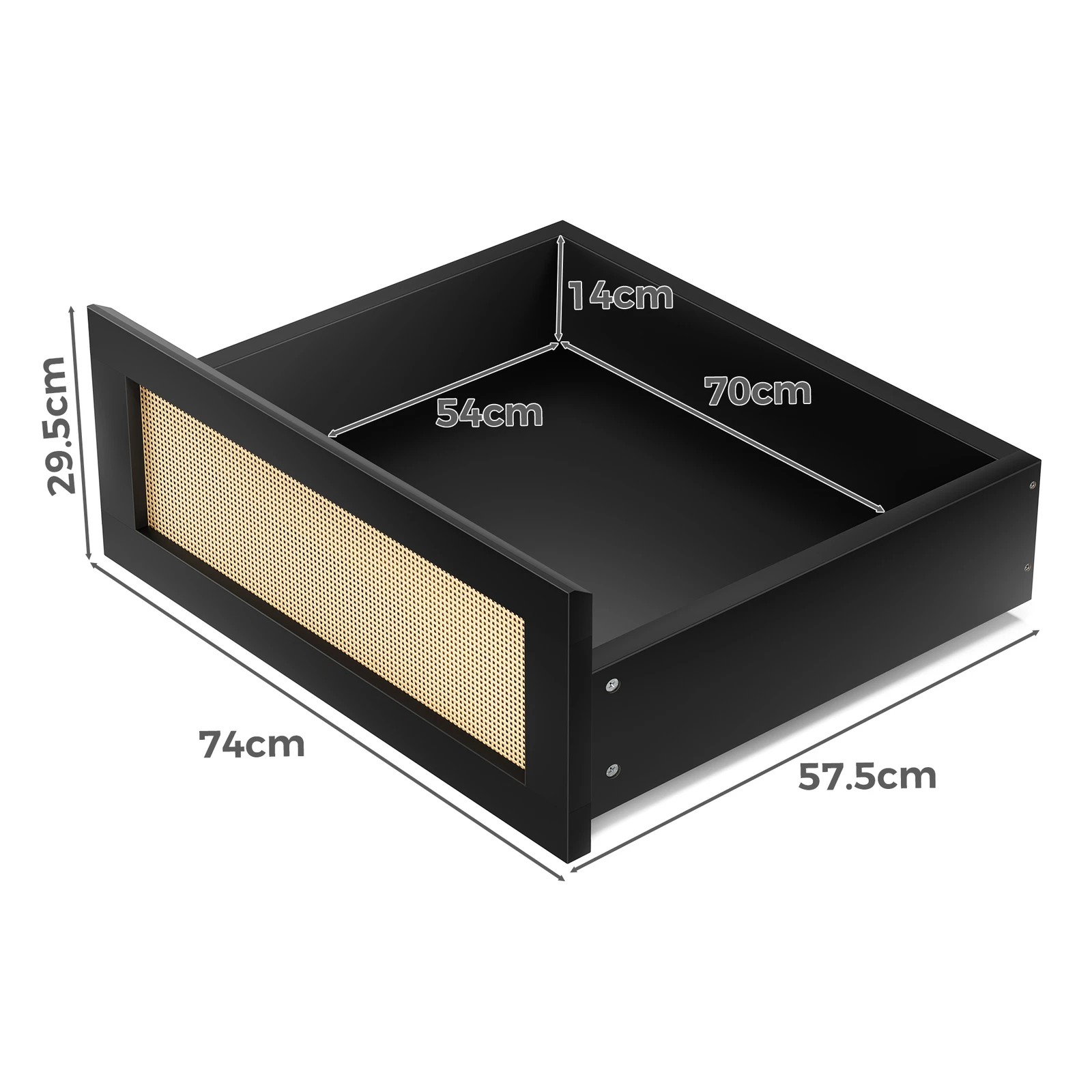 3 Alfordson Wooden Bed Frame Queen Size Rattan Bed Base with Storage Drawers - Black, 3 of 10