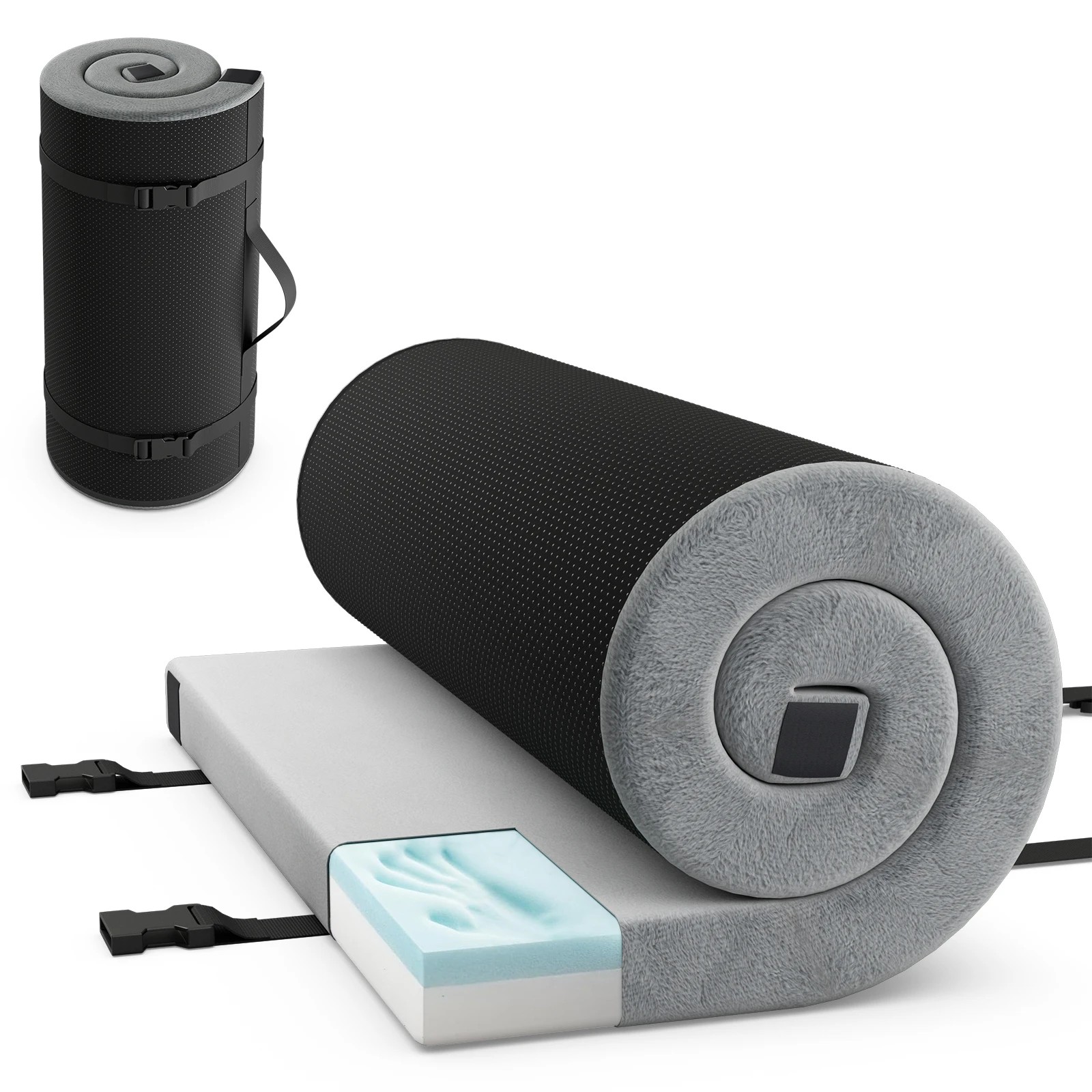 1 Costway Foldable Memory Sponge Camping Mattress Indoor Outdoor Sleeping Mat w/Cushion Roll up, 1 of 1