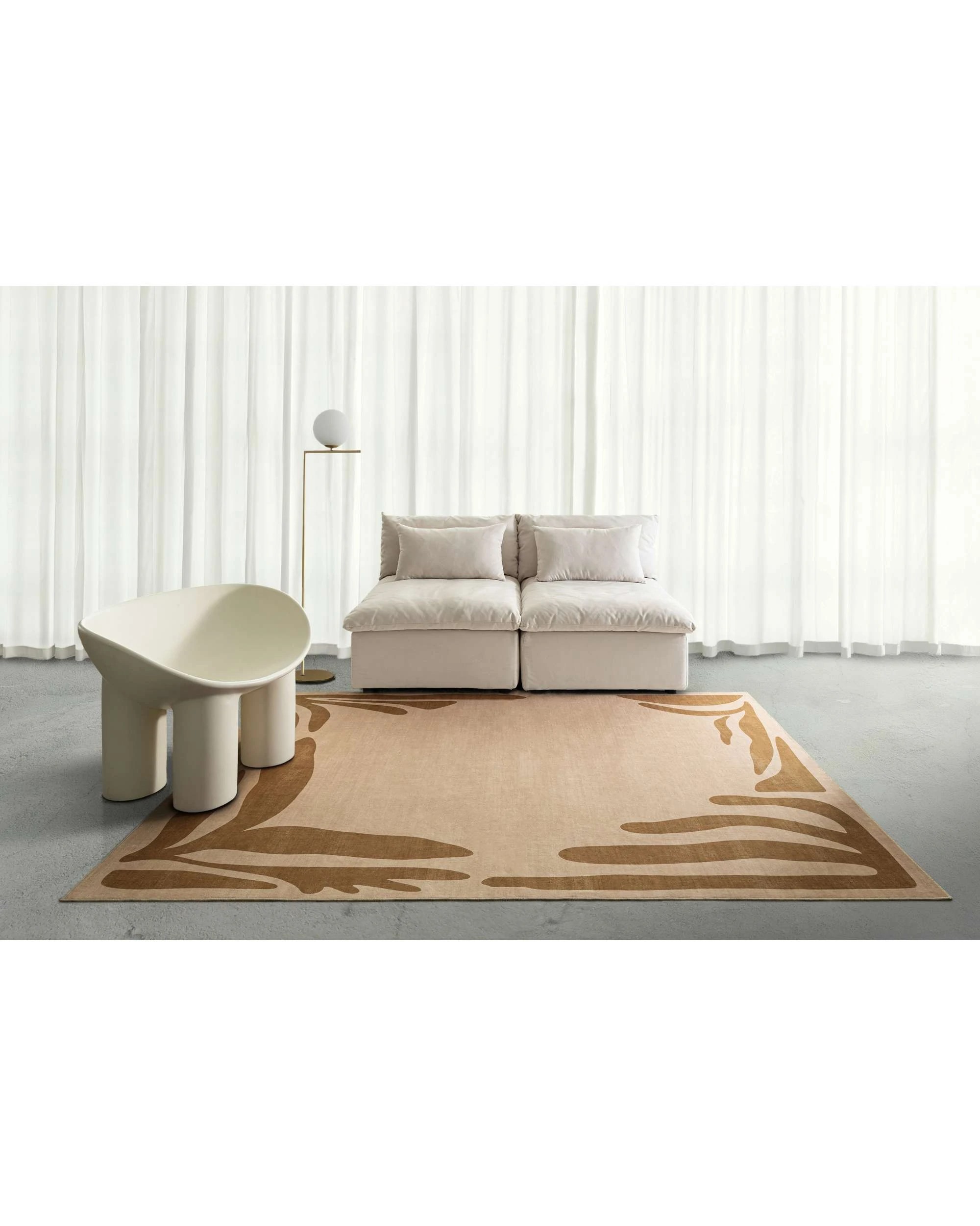 2 Loopsie Marbela Tonal Botanical Border Washable Rug-290cm x 190cm - Brown, 2 of 8