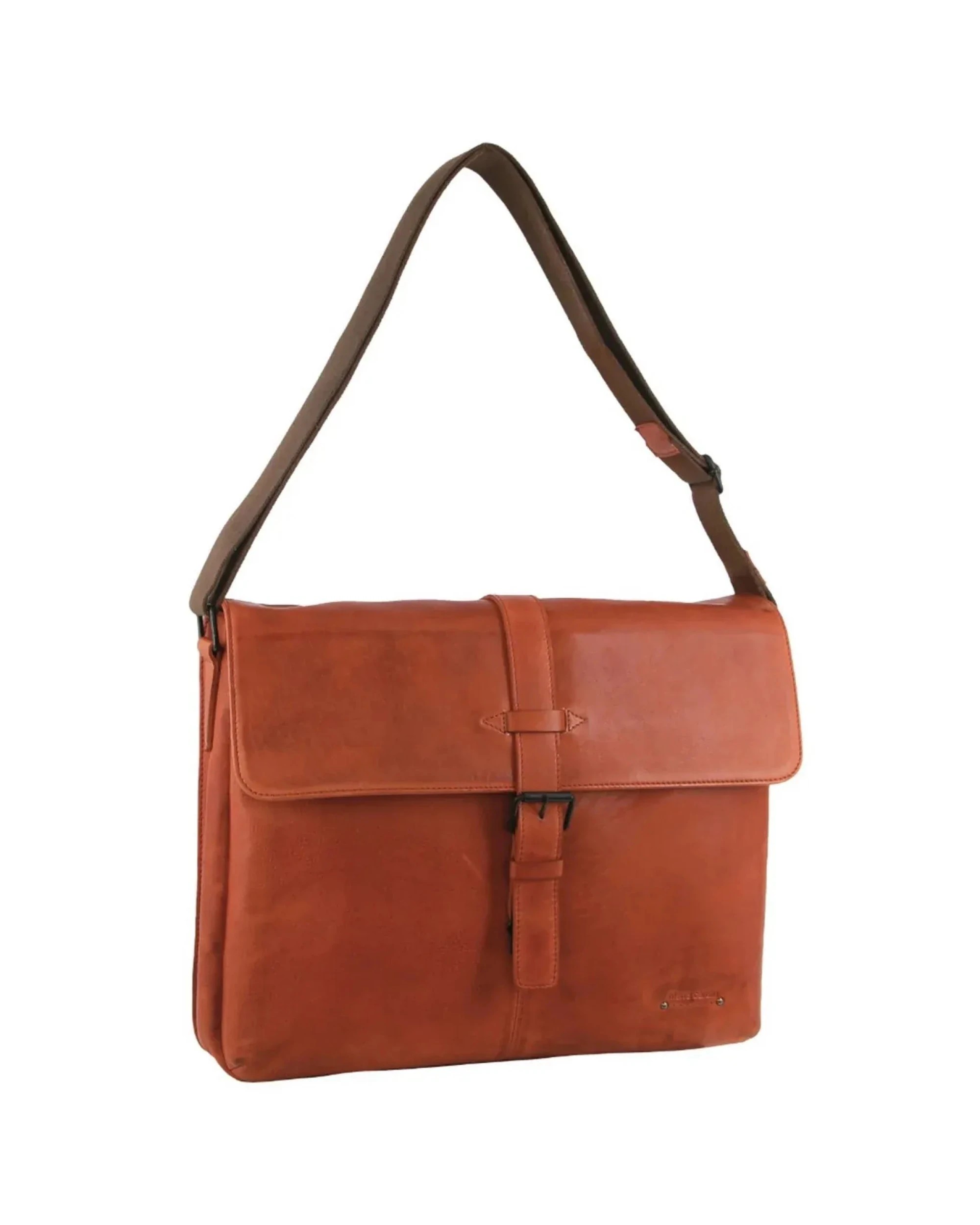 1 Pierre Cardin Italian Leather Flap-Over Laptop Computer Bag in Cognac, 1 of 5