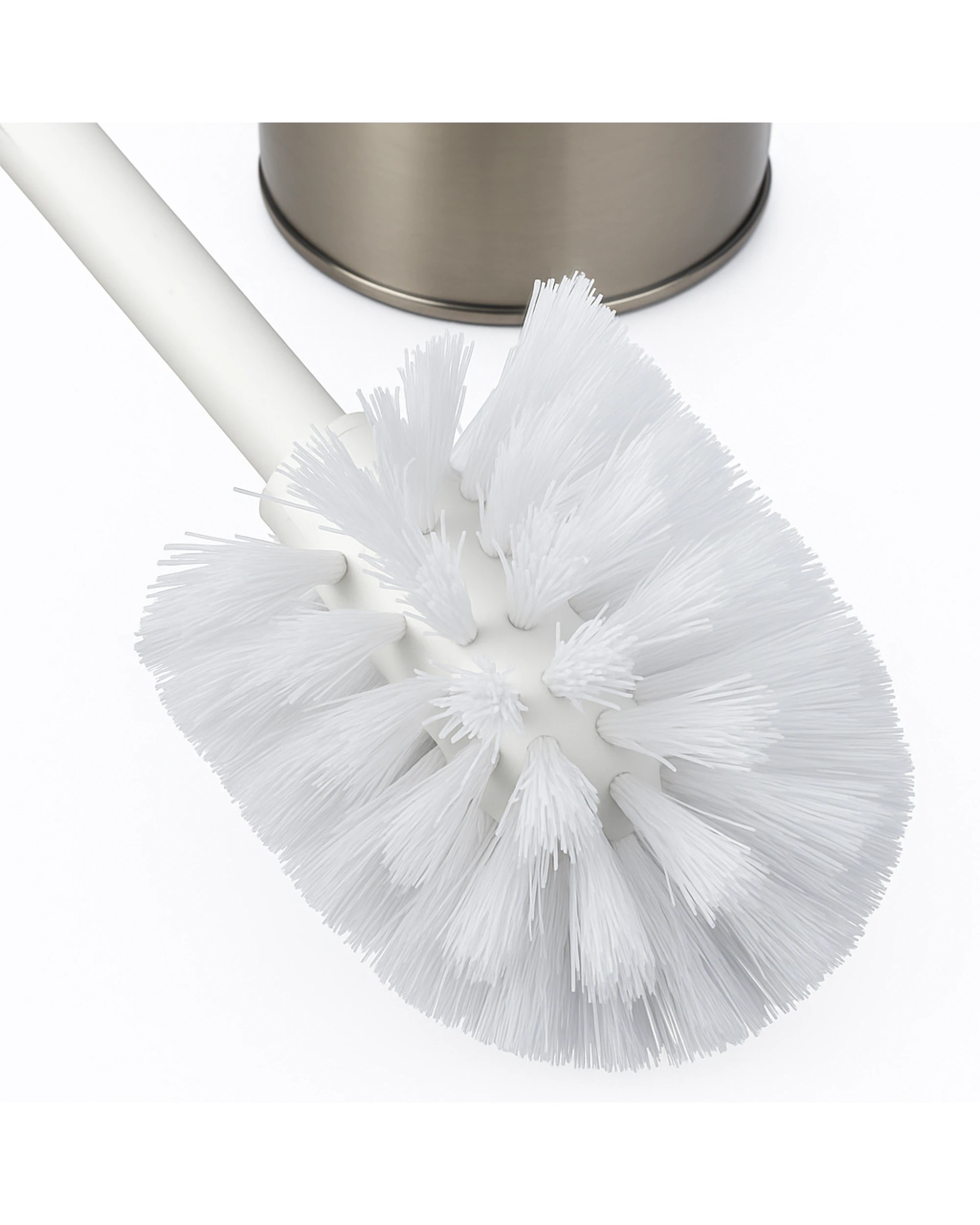 2 BR Home Toilet Brush Holder Metal Stainless Steel Bathroom Set Handle Round Cover Clean, 2 of 8