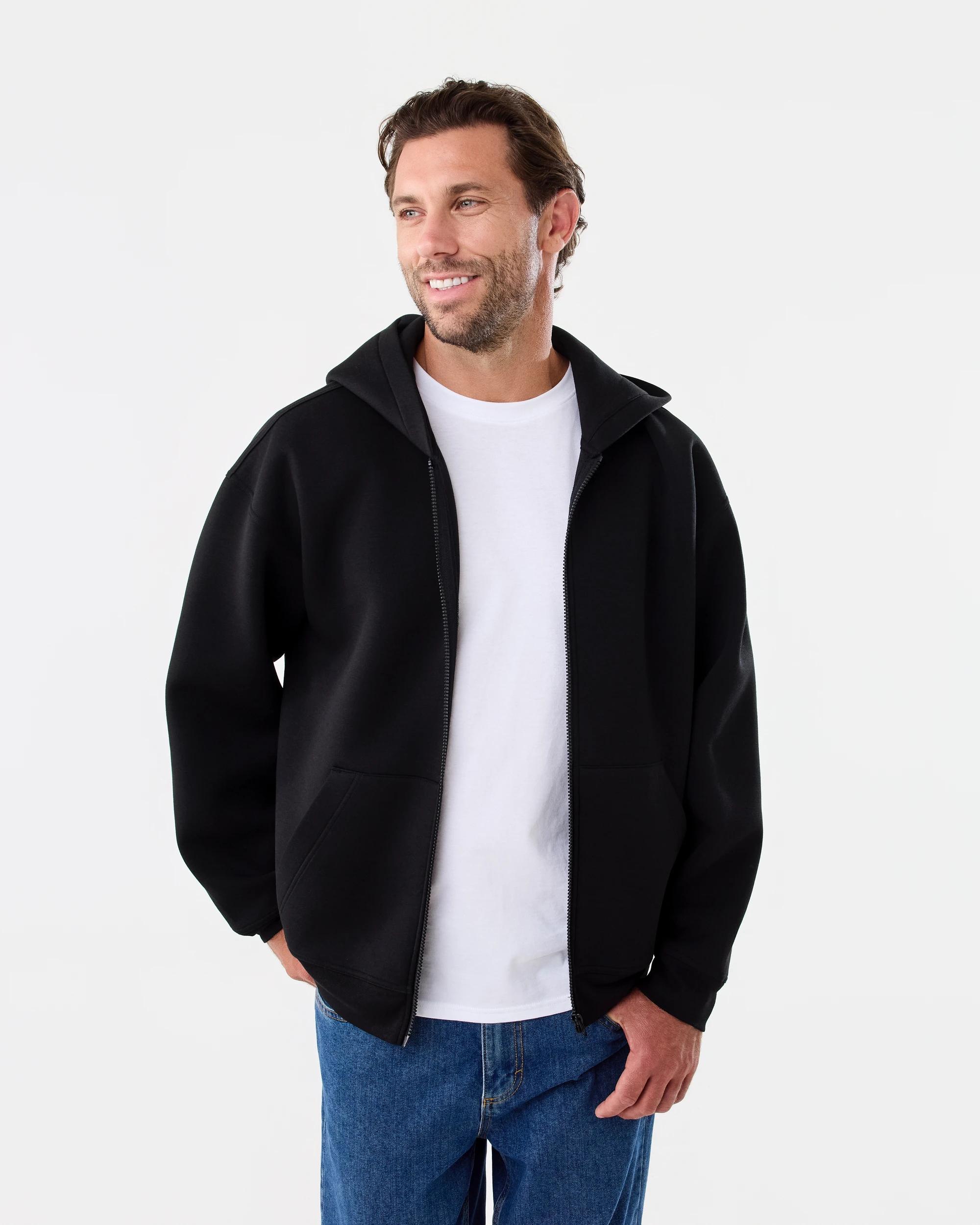 1 Oversized Scuba Zip Through Sweatshirt Black, 1 of 8