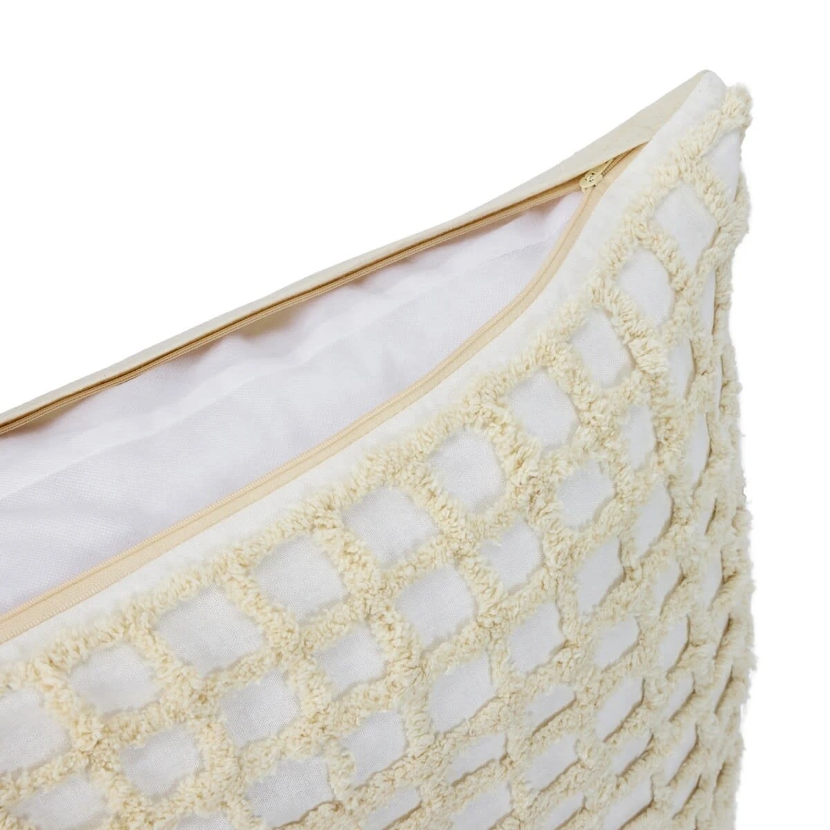 4 60cm Tufted Check Cushion - Beige, 4 of 6