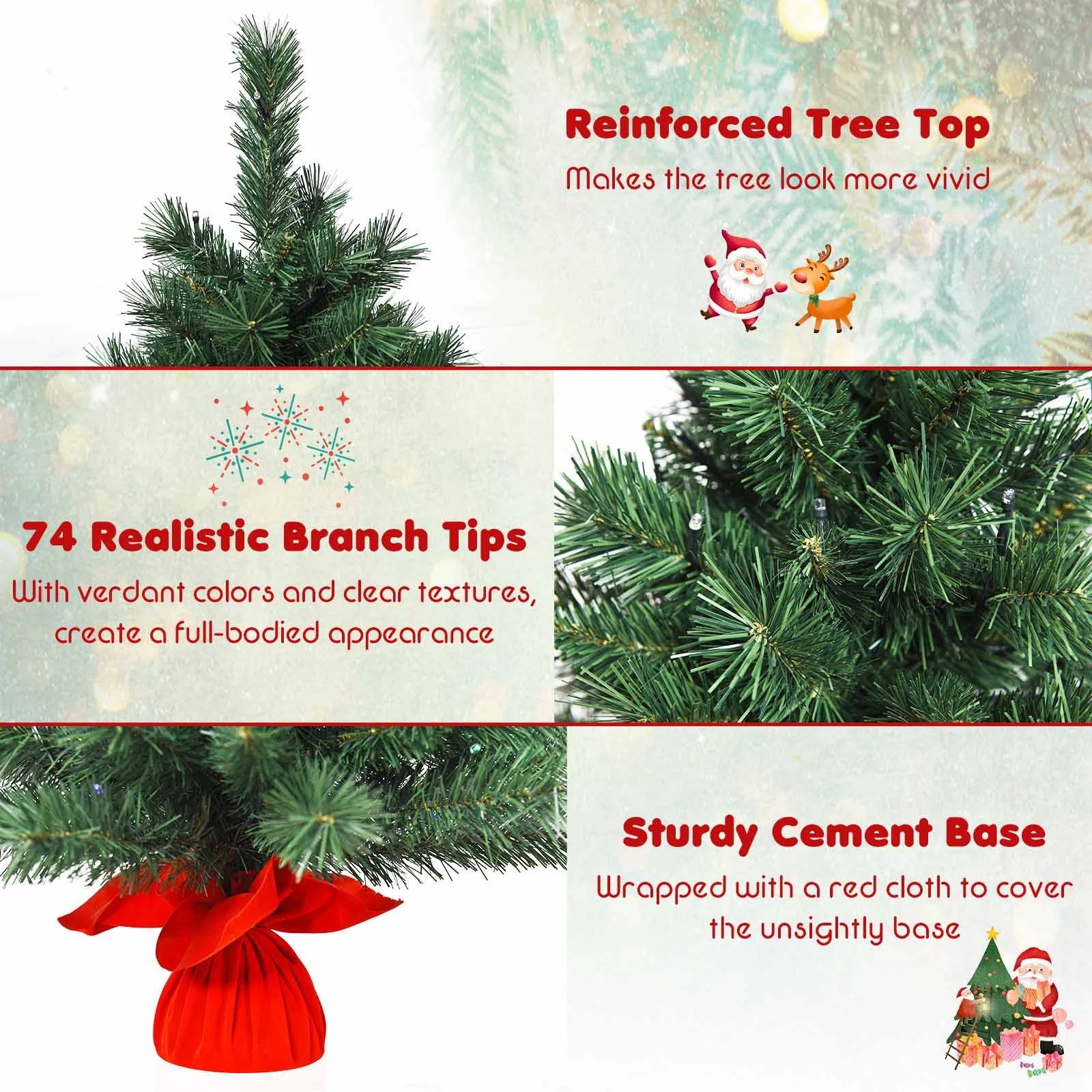 7 Costway 66cm/2.2ft Christmas Tree Tabletop Xmas Decoration Multicolour LEDs, 7 of 9