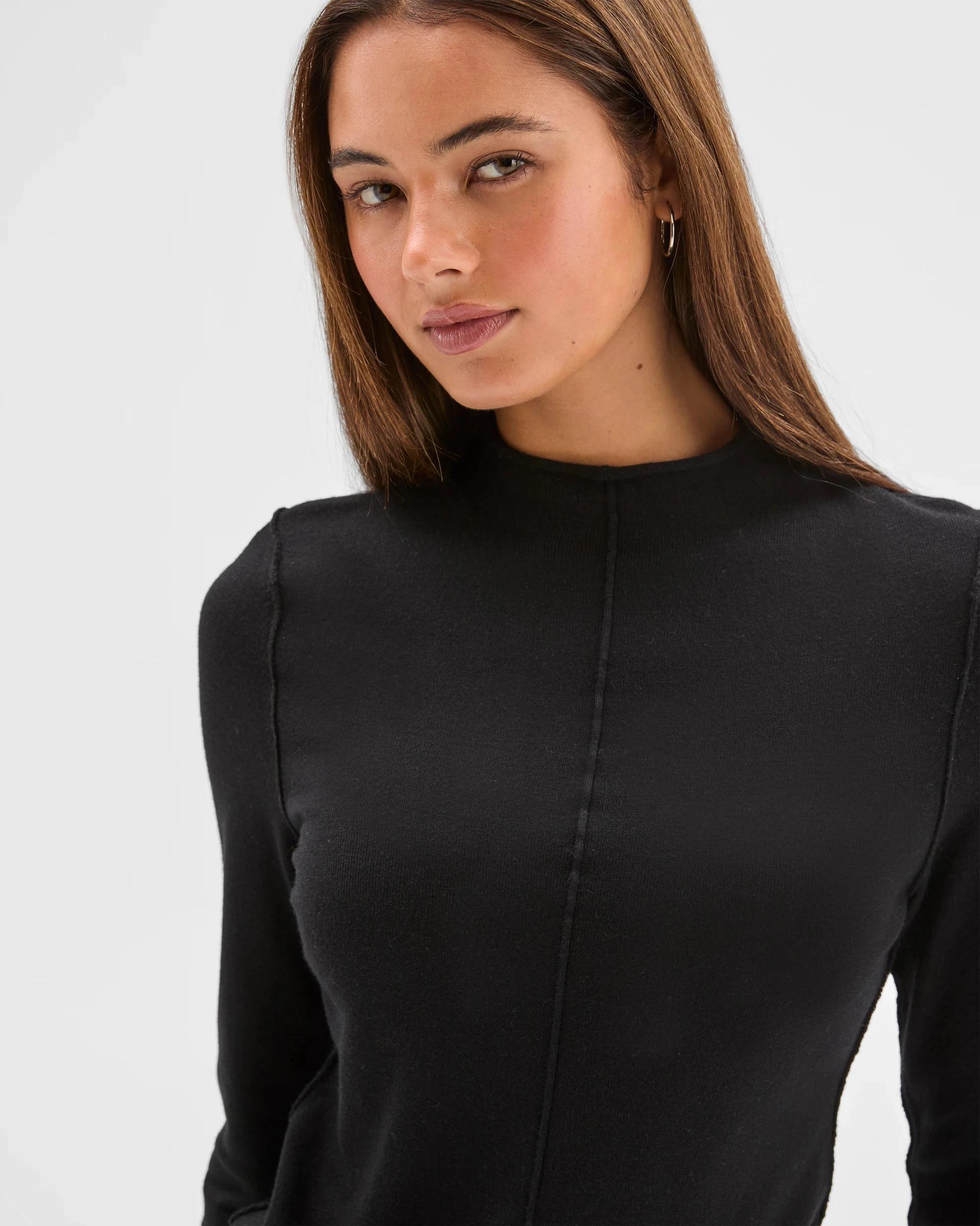 6 Lily Loves Exposed Seam Skivvy Top BLACK, 6 of 8