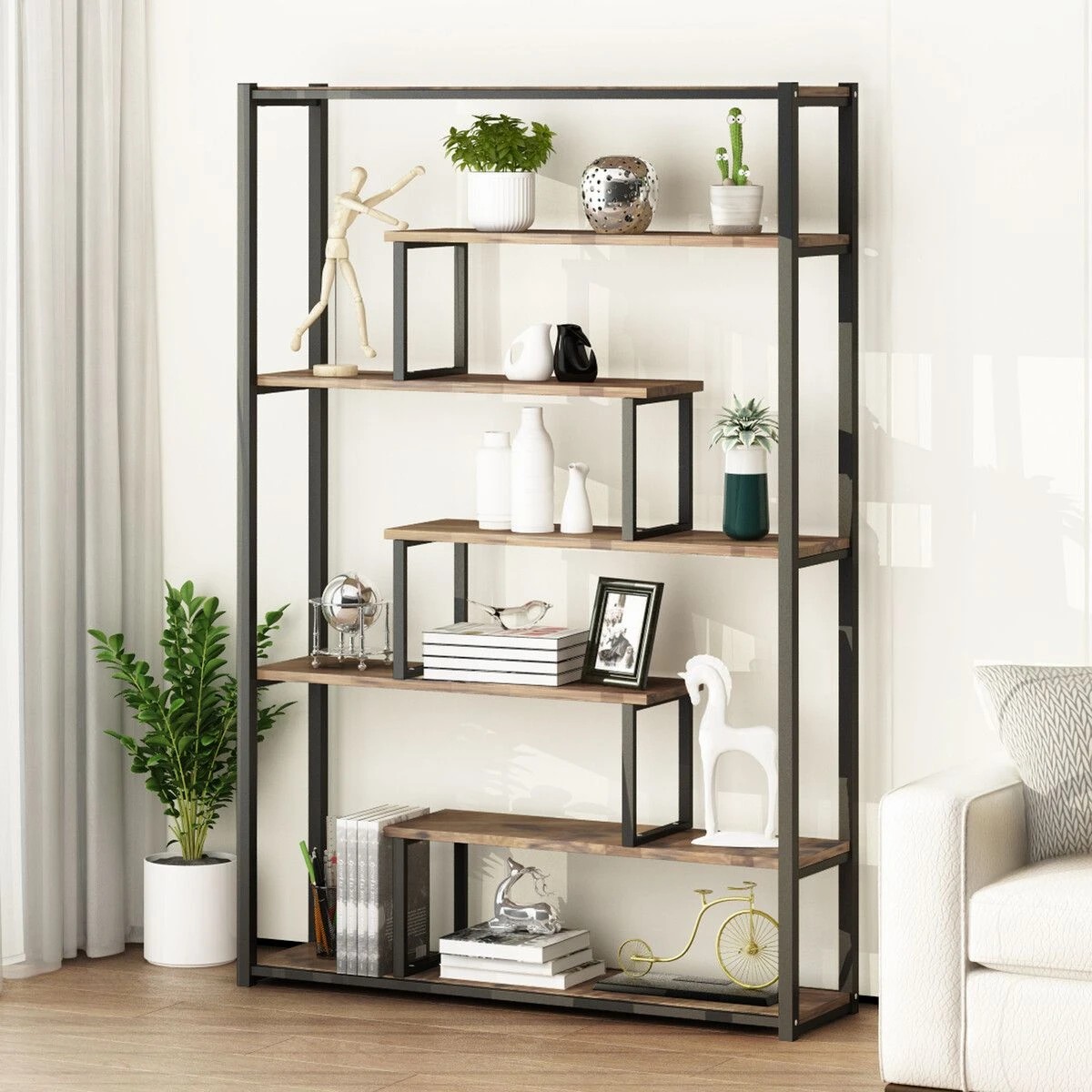 6 LUXSUITE 7-tier Bookshelf Bookcase Storage Display Rack, 6 of 8