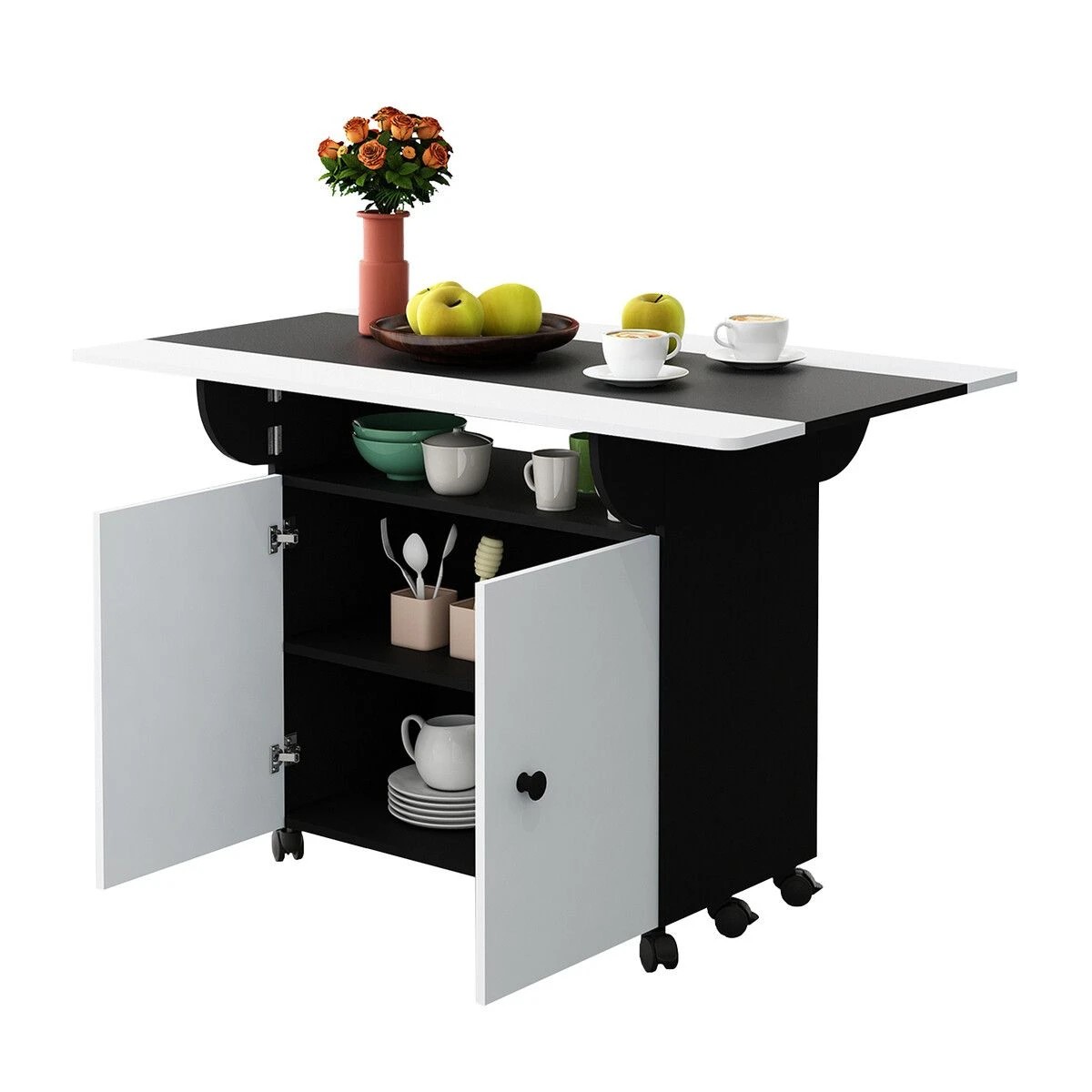 5 LUXSUITE Folding Dining Table with Wheels Extendable, 5 of 5