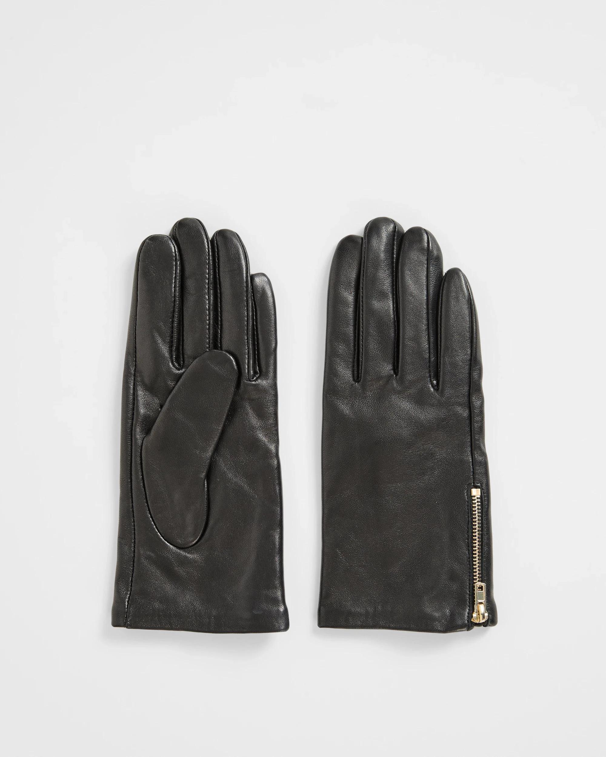 1 Target Woman Genuine Leather Gloves BLACK, 1 of 1