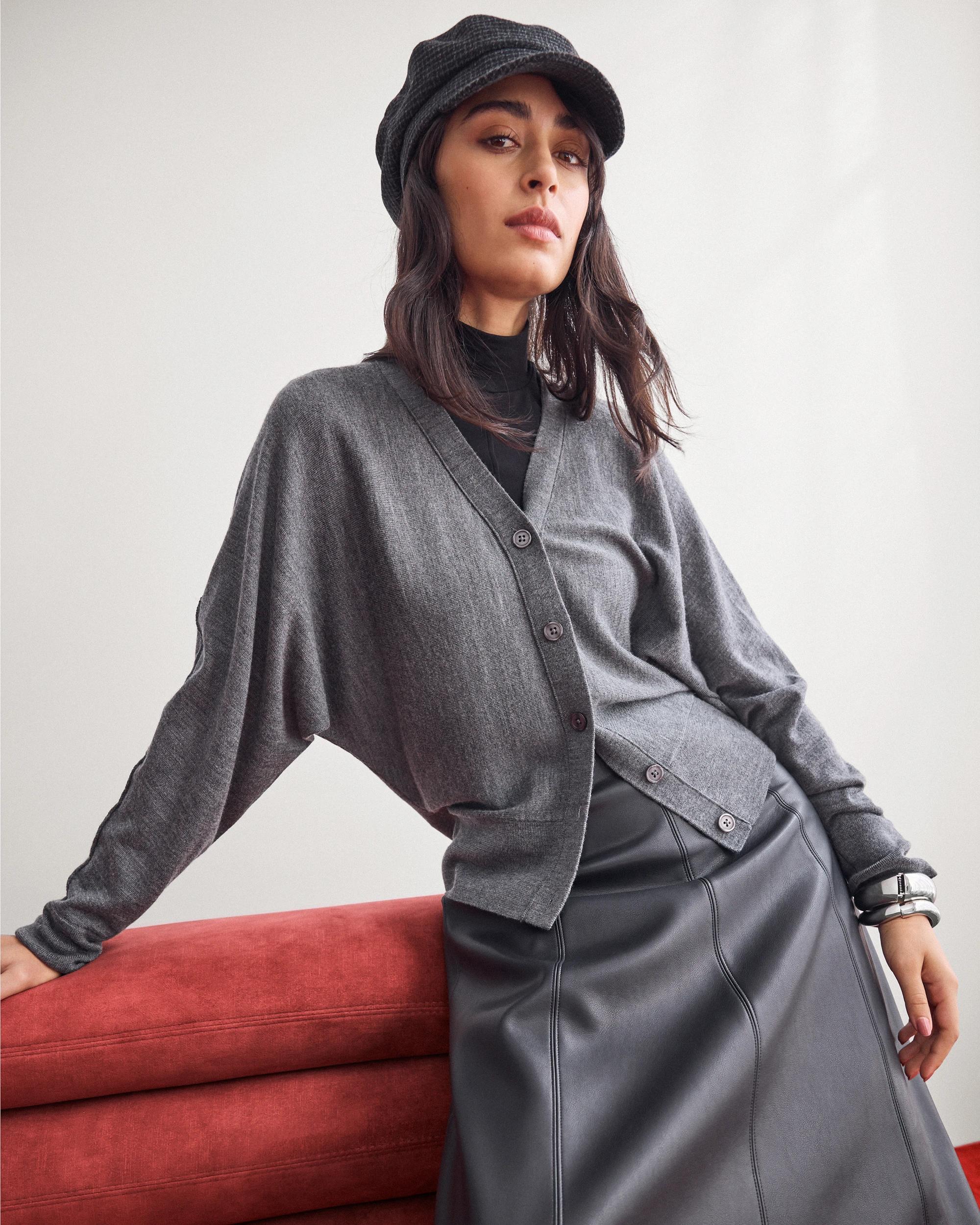 10 Preview Australian Merino Wool Batwing Cardigan CHARCOAL, 10 of 10