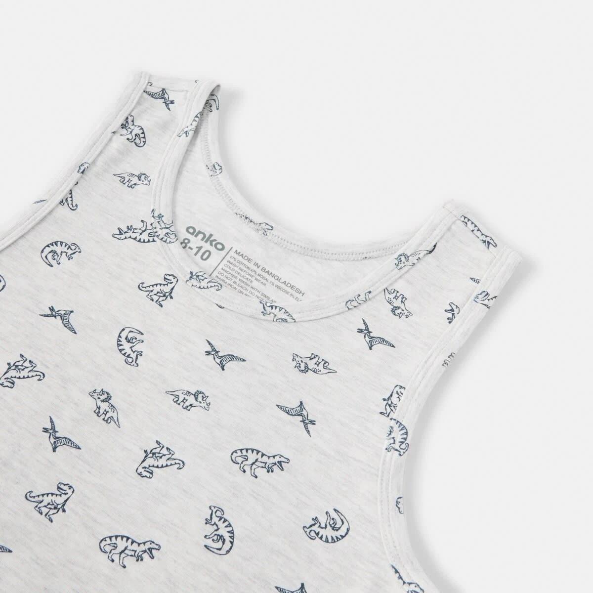 5 3 Pack Super Soft Singlets Blu Dino, 5 of 6