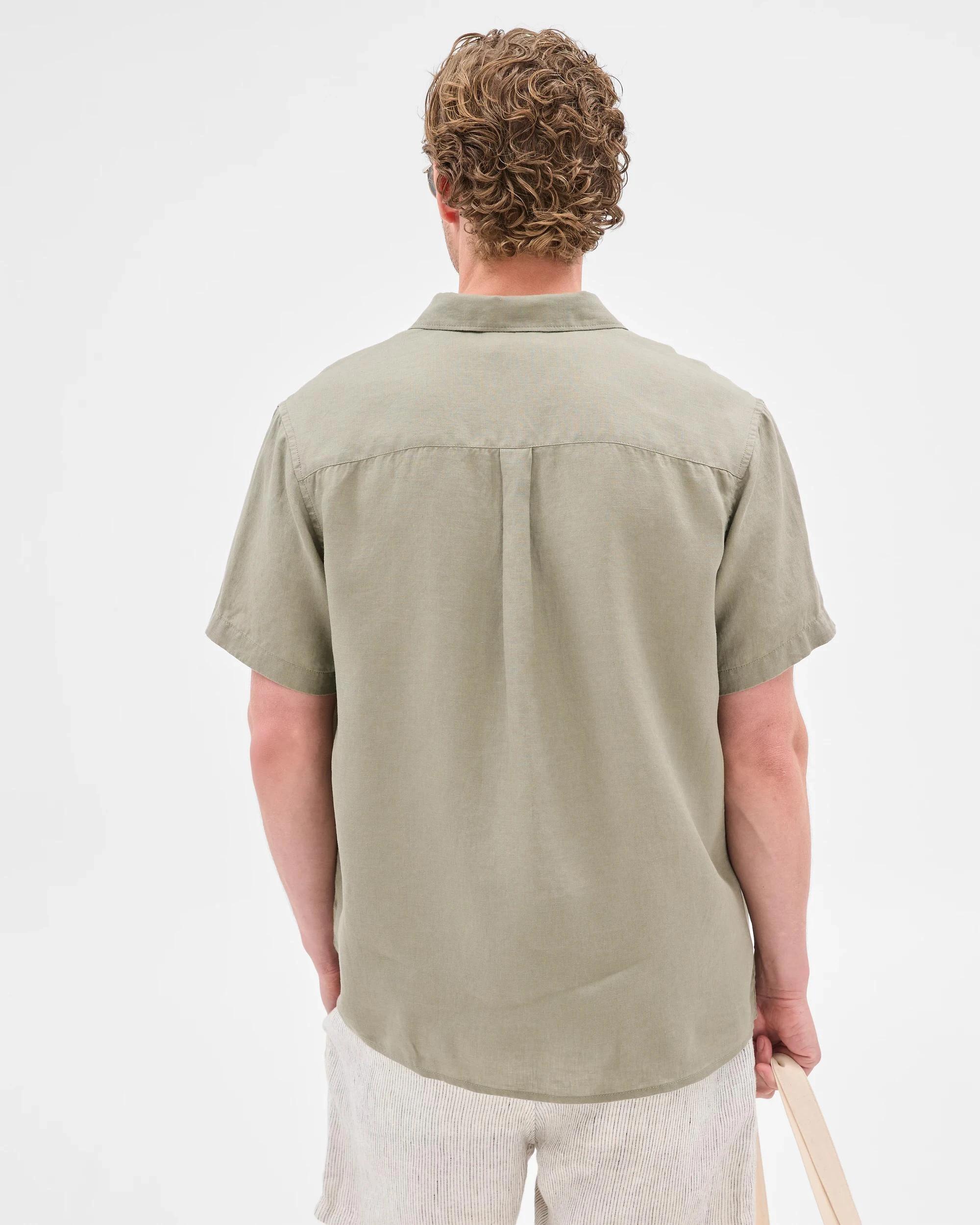 5 Target Man European Linen Short Sleeve Shirt KHAKI, 5 of 5