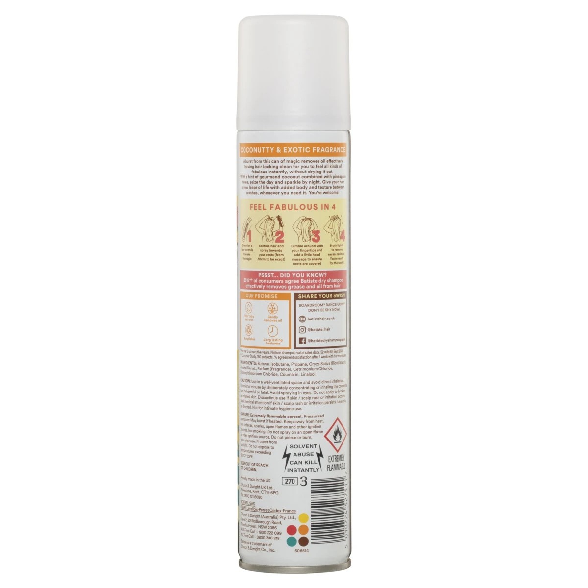 2 Batiste Tropical Dry Shampoo 120g - Exotic Coconut, 2 of 6