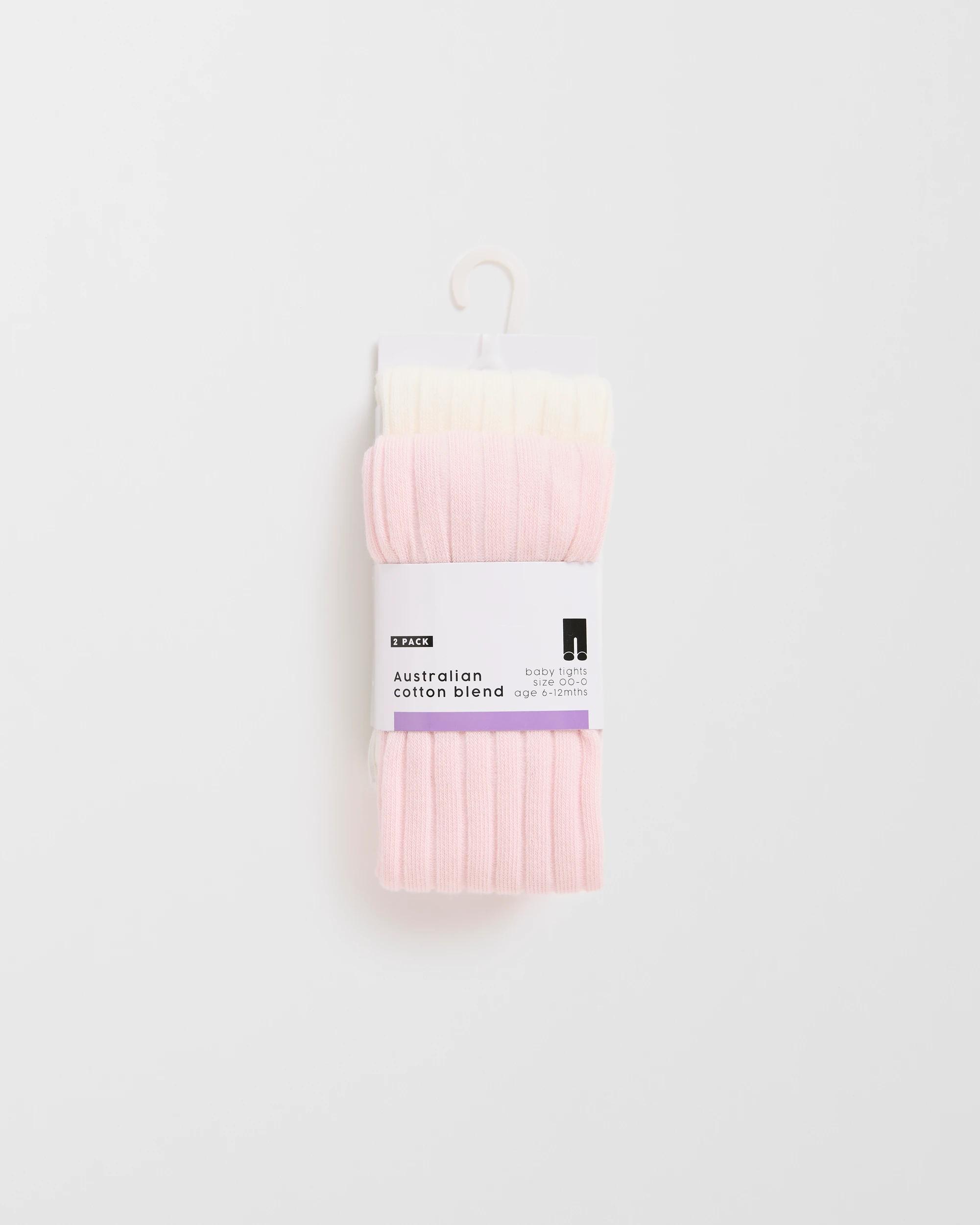 2 Maxx Baby Australian Cotton Blend 2 Pack Rib Tights BALLET SLIPPER, 2 of 3