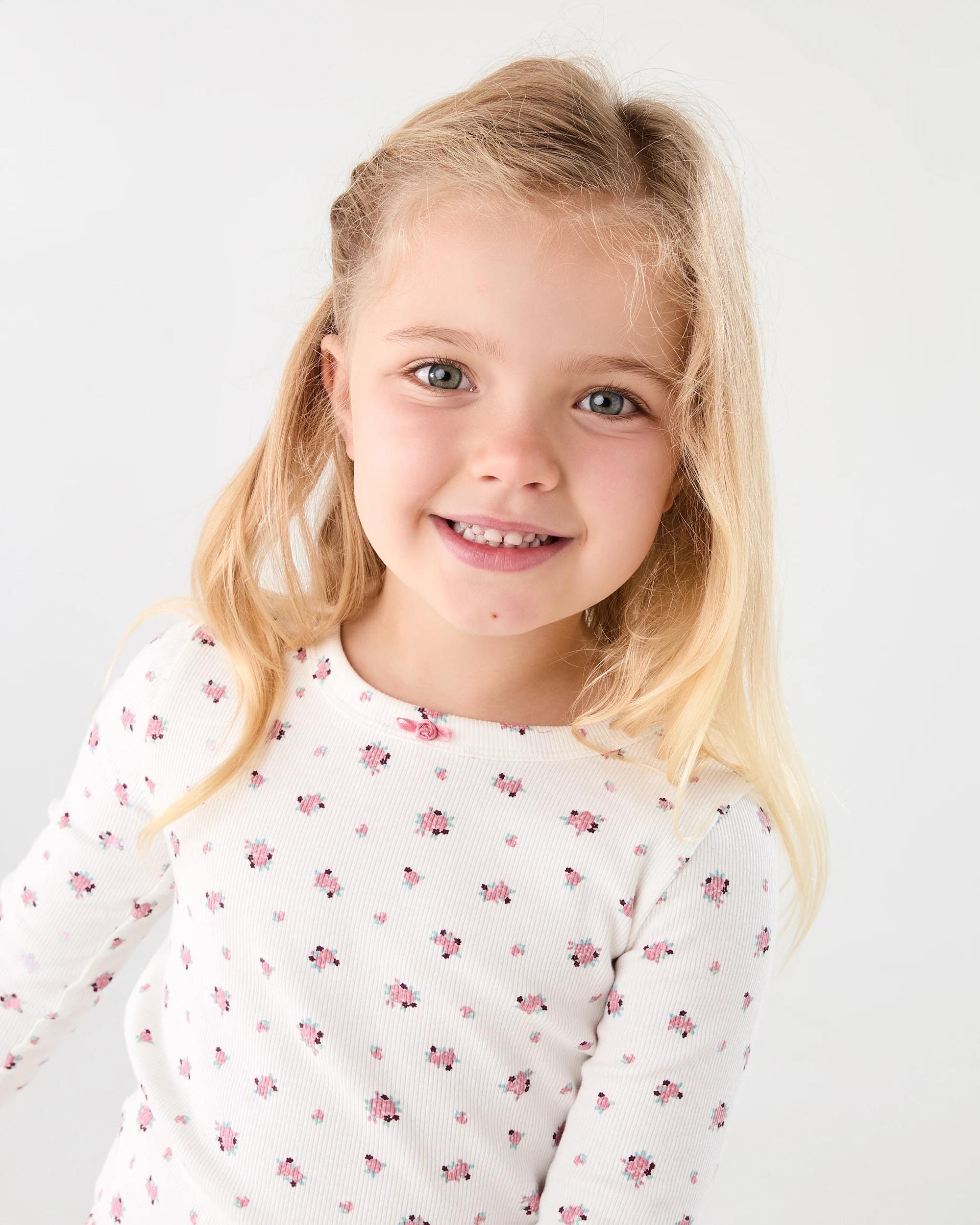 2 Ribbed Pyjama Set Wht Flrl, 2 of 7