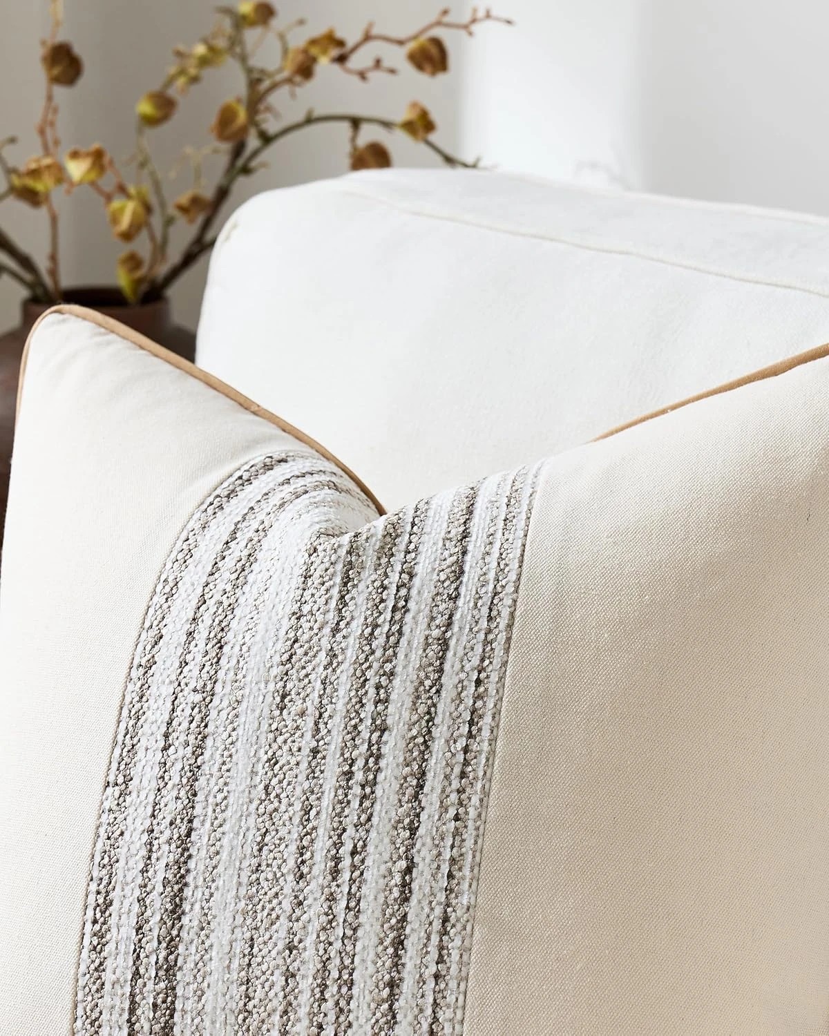 2 Gioia Casa 2-Pack Wabi Stripe Cushion Covers 45cm x 45cm - Oatmeal, 2 of 3