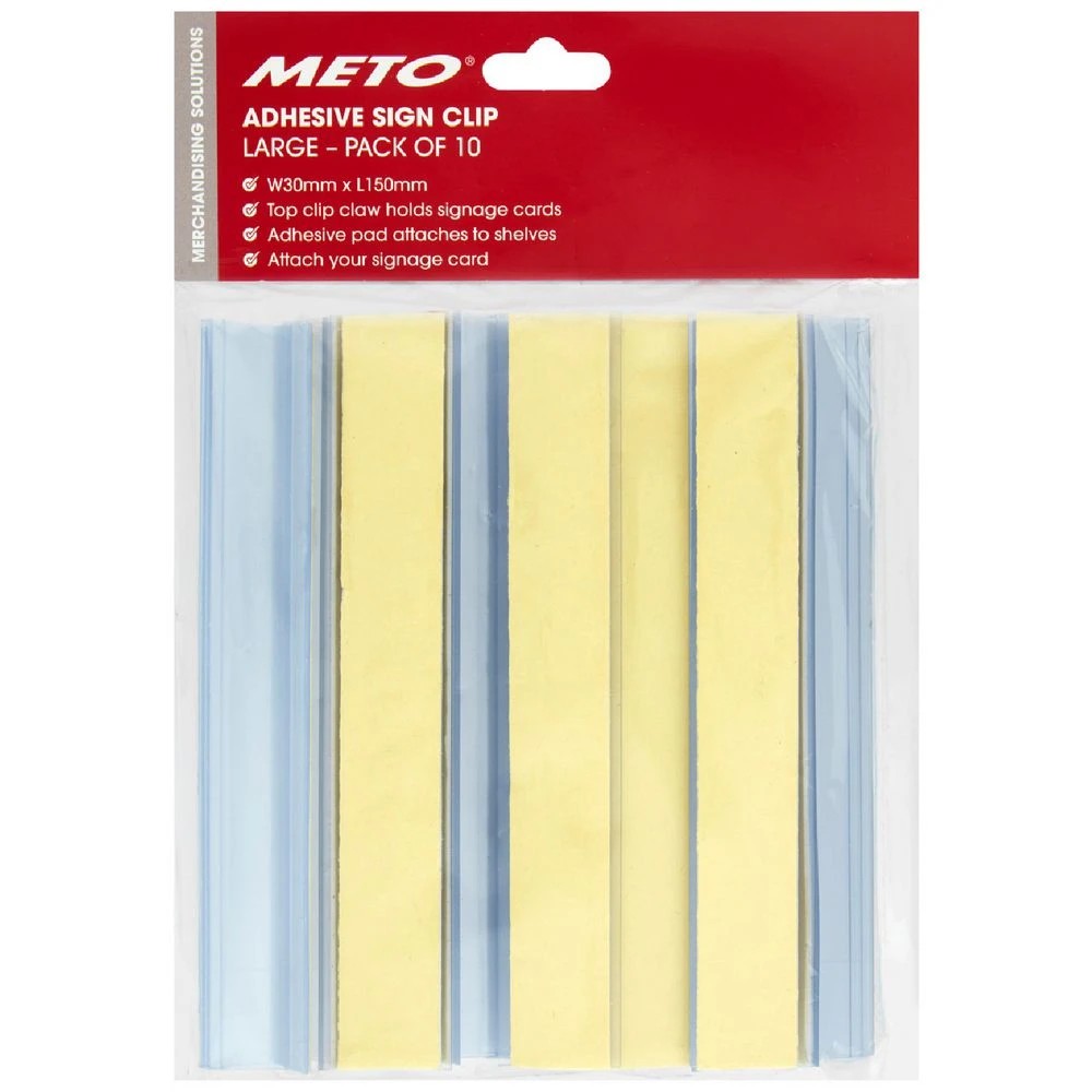 1 Meto Adhesive Sign Clips Large 10 Pack, 1 of 2