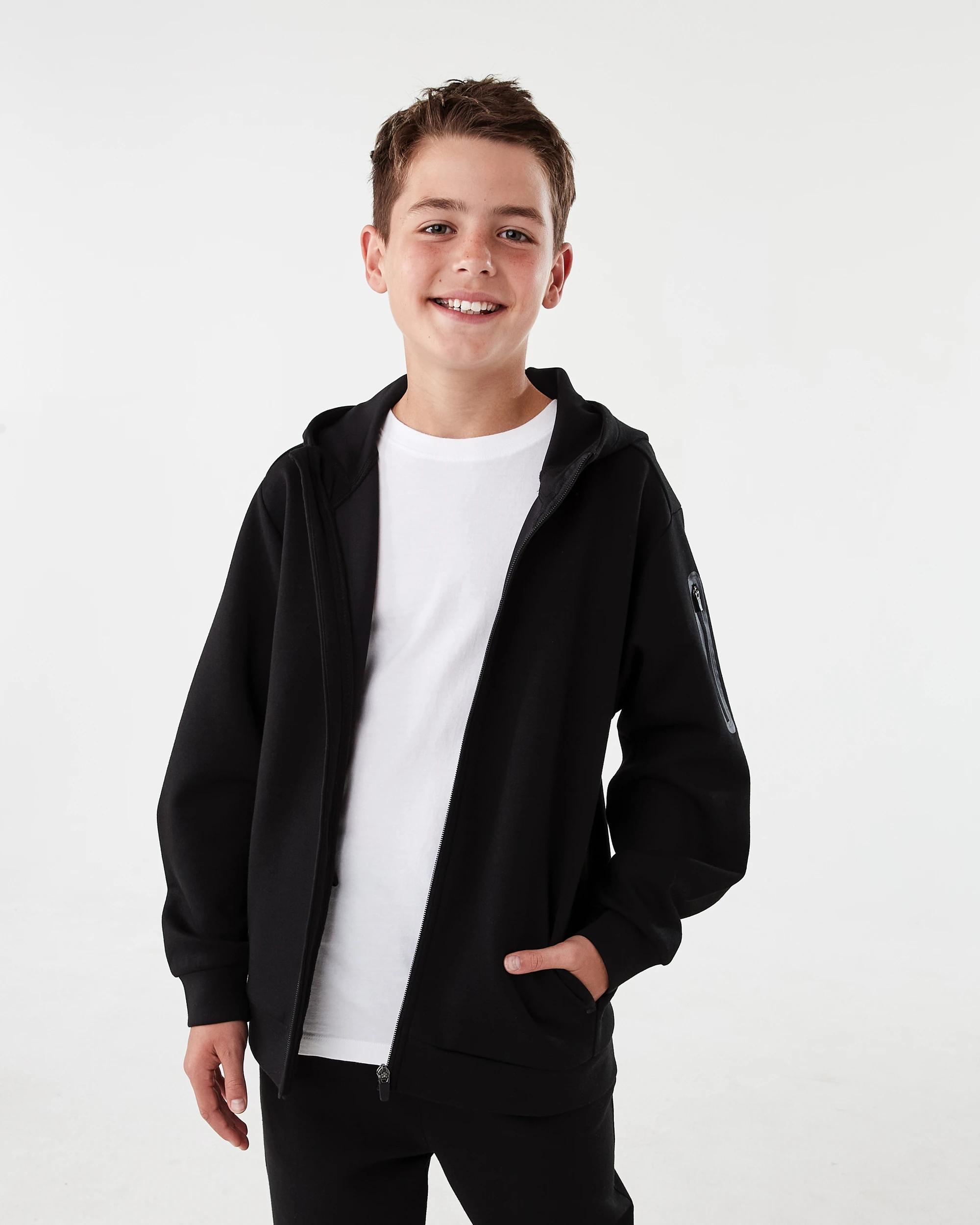 1 Active Kids Zip Through Hoodie Black, 1 of 9