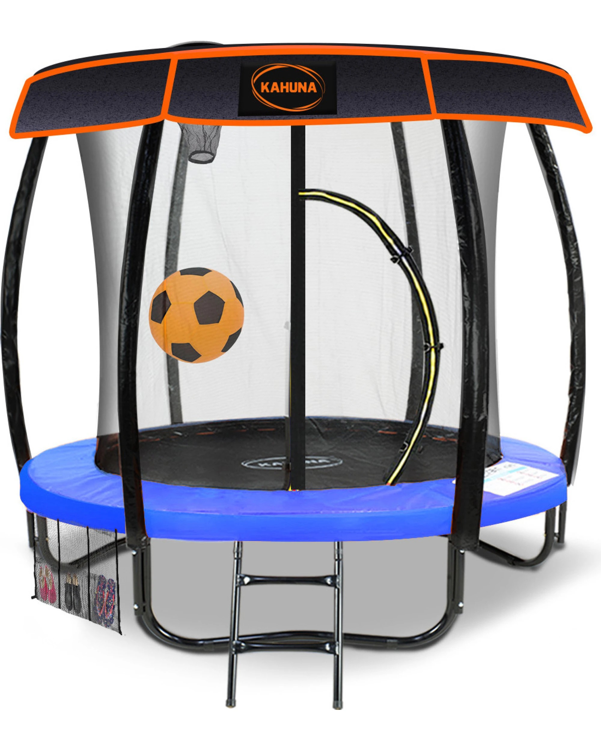 1 Kahuna Trampoline 6 ft with Basketball Set and Roof - Blue, 1 of 6