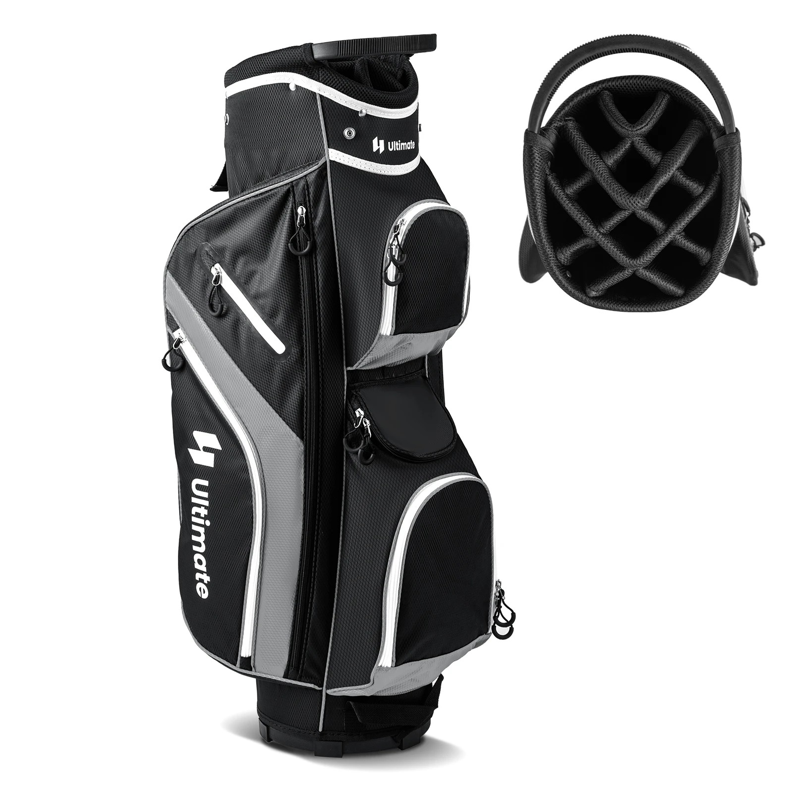 1 Costway Golf Cart Bag Portable Golf Club Bag Travel Bag w/14 Top Dividers & Rain Hood - Grey, 1 of 1