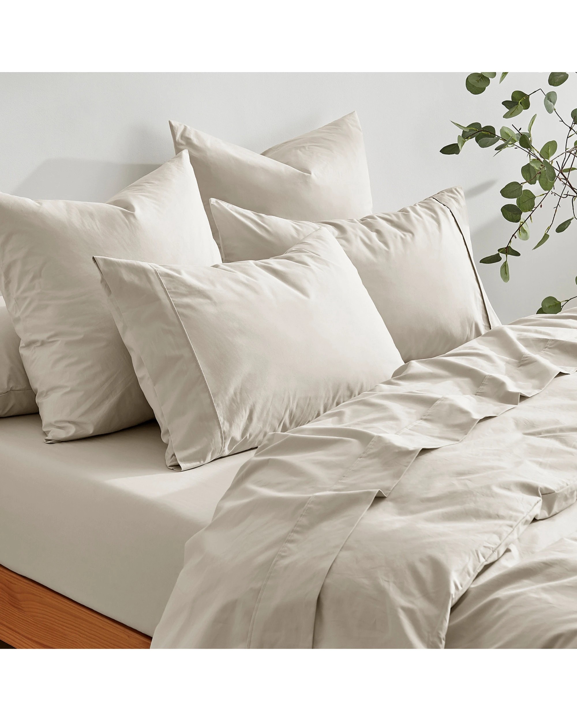 7 Dreamaker 300TC Cotton Percale Sheet Set - Double Bed - Oat, 7 of 8