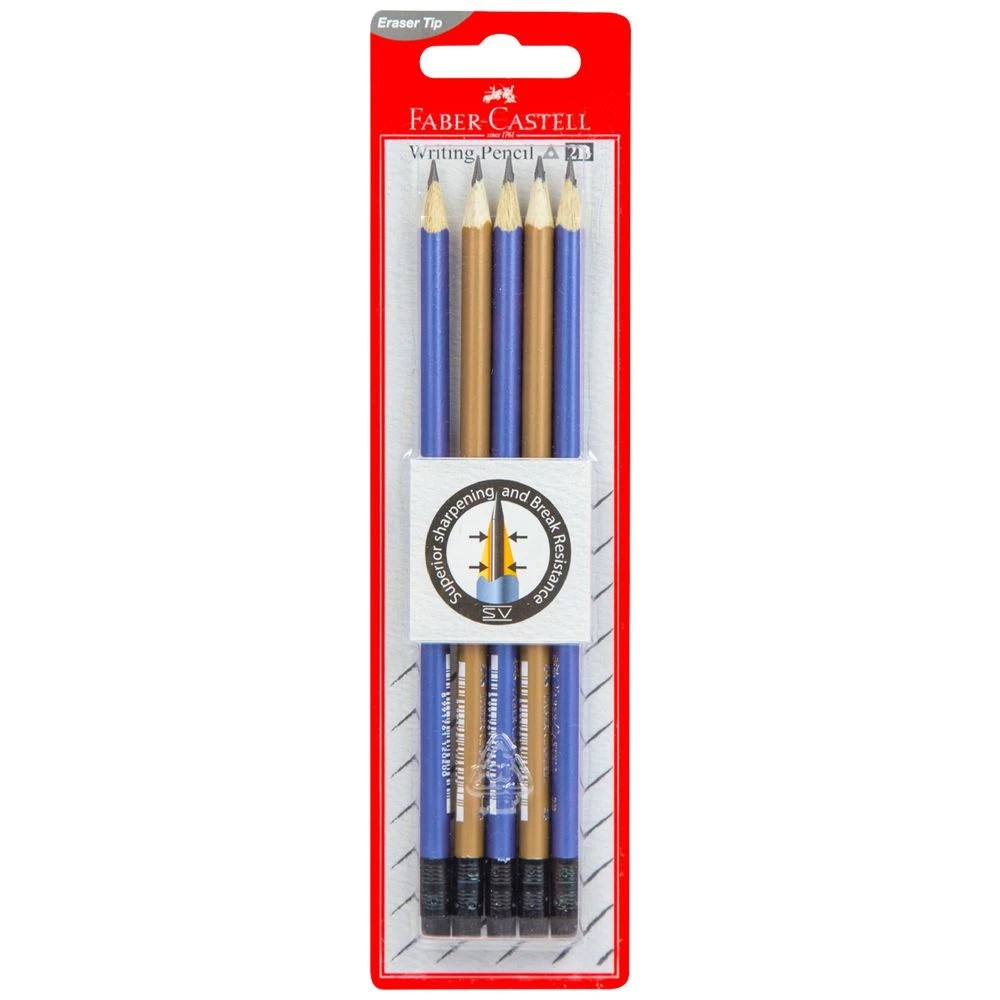 1 Faber-Castell Eleganz Eraser Tip Graphite Pencils 2B 5 Pack, 1 of 3