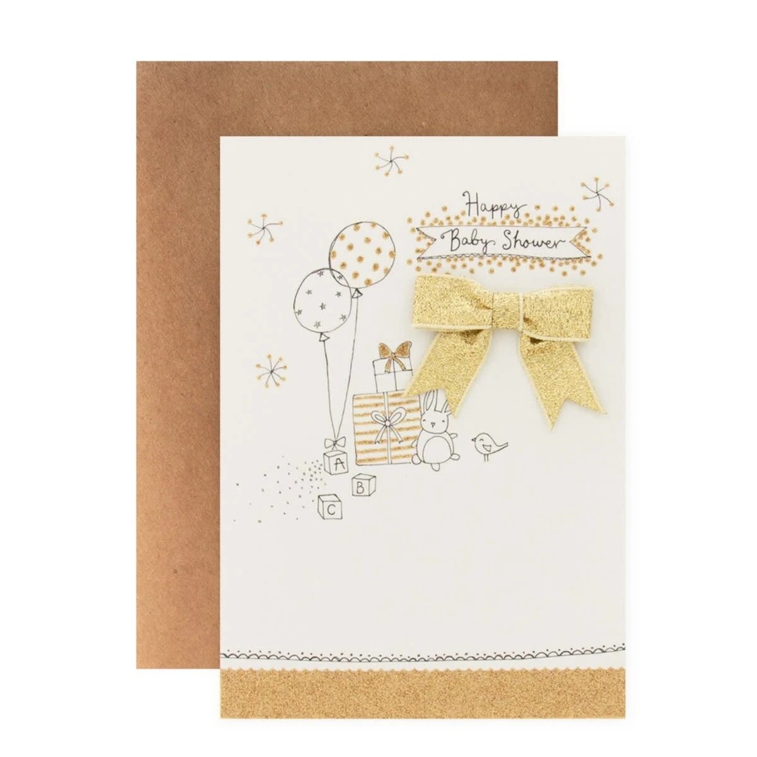 1 Connections from Hallmark Baby Shower Card - Glistening Gold, 1 of 3
