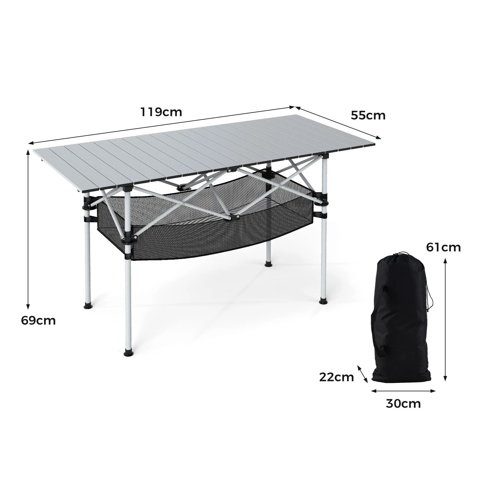 4 Costway Patio Folding Camping Table Aluminum Roll-up Picnic Table w/Portable Carry Bag - Silver, 4 of 4