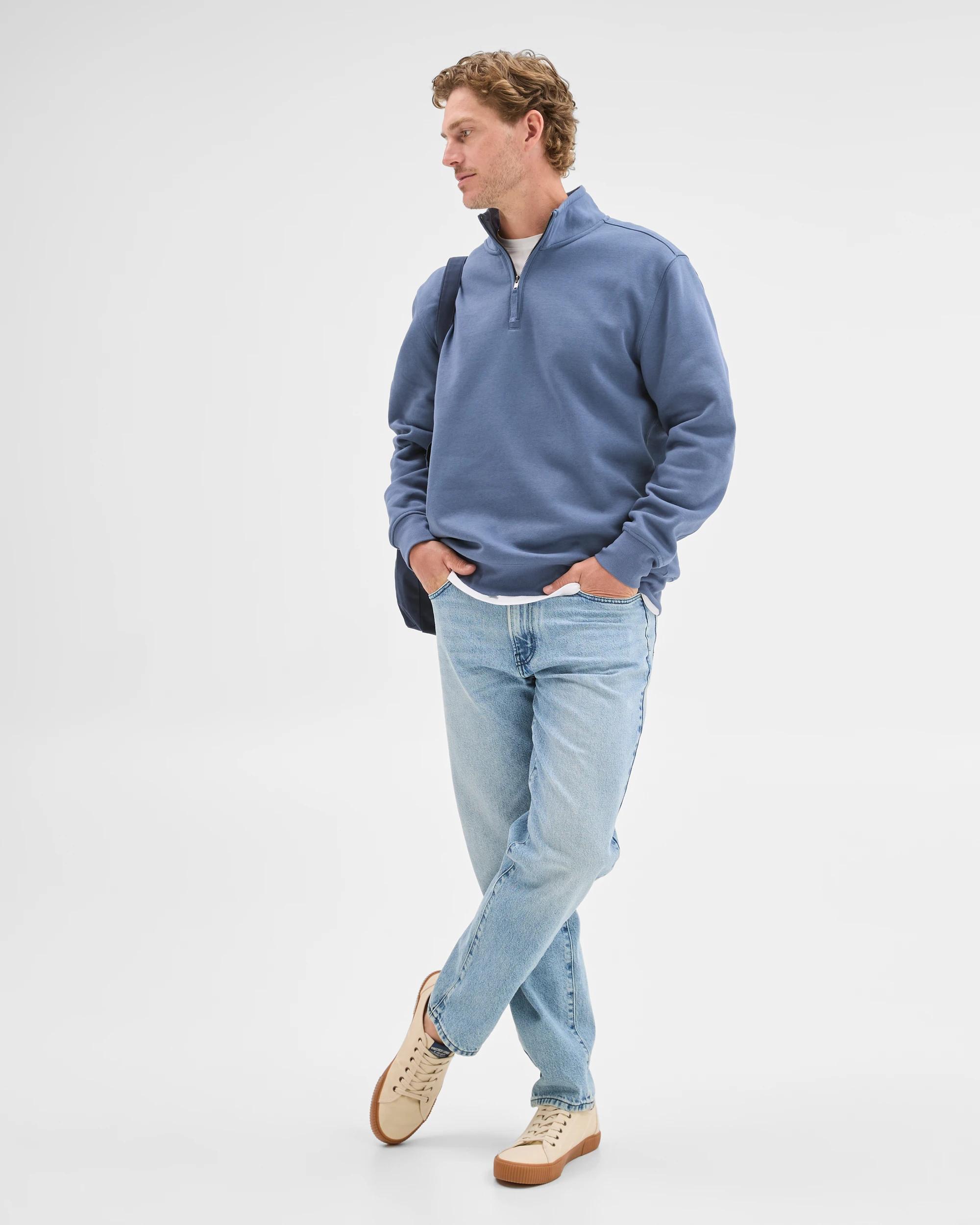 2 Target Man Australian Cotton Blend Fleece 1/2 Zip Top VINTAGE INDIGO, 2 of 8