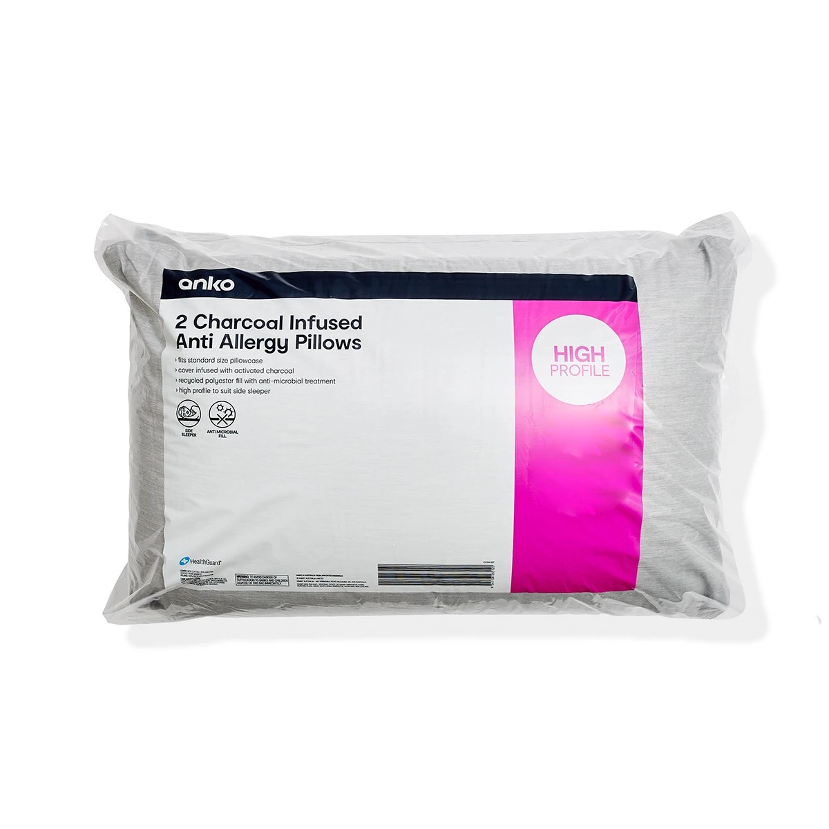 1 2 Pack Charcoal Infused Anti Allergy Pillows, 1 of 6