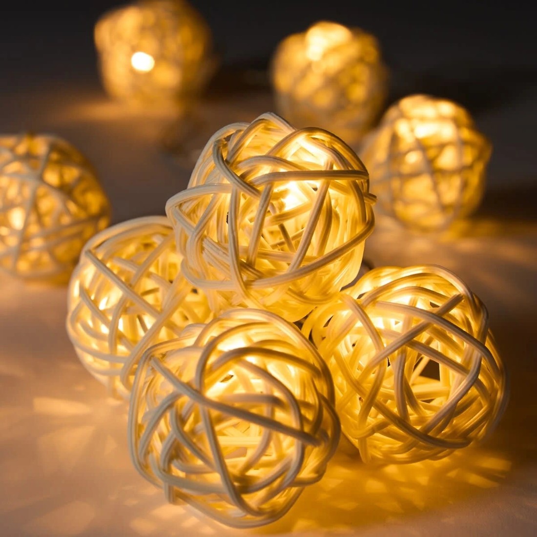 2 Rattan Look String Lights, 2 of 8