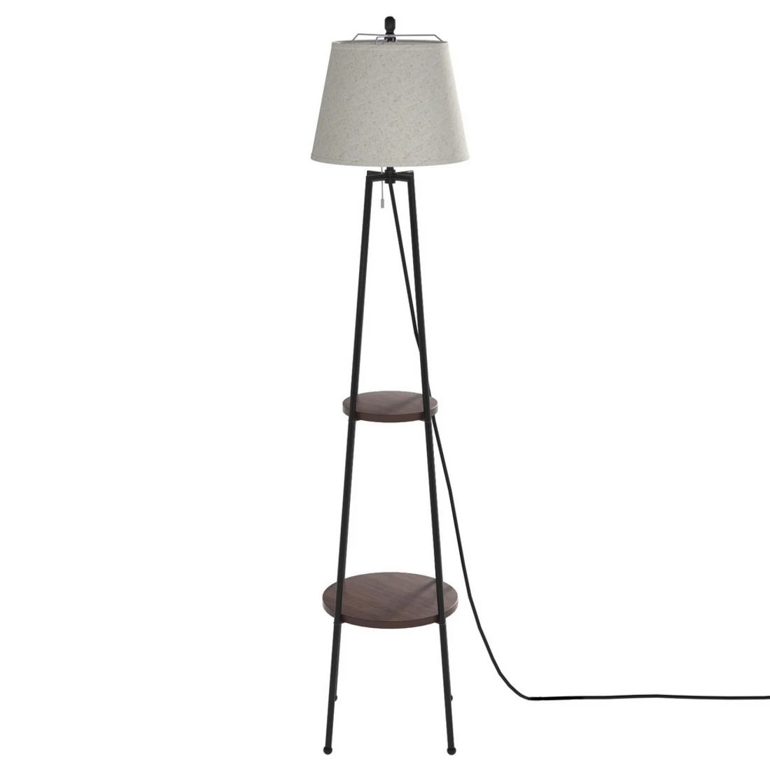 4 Artiss Floor Lamp 2 Tier Shelf Storage Light Stand Home Living Room Upright Display Space Saving - Black, 4 of 5