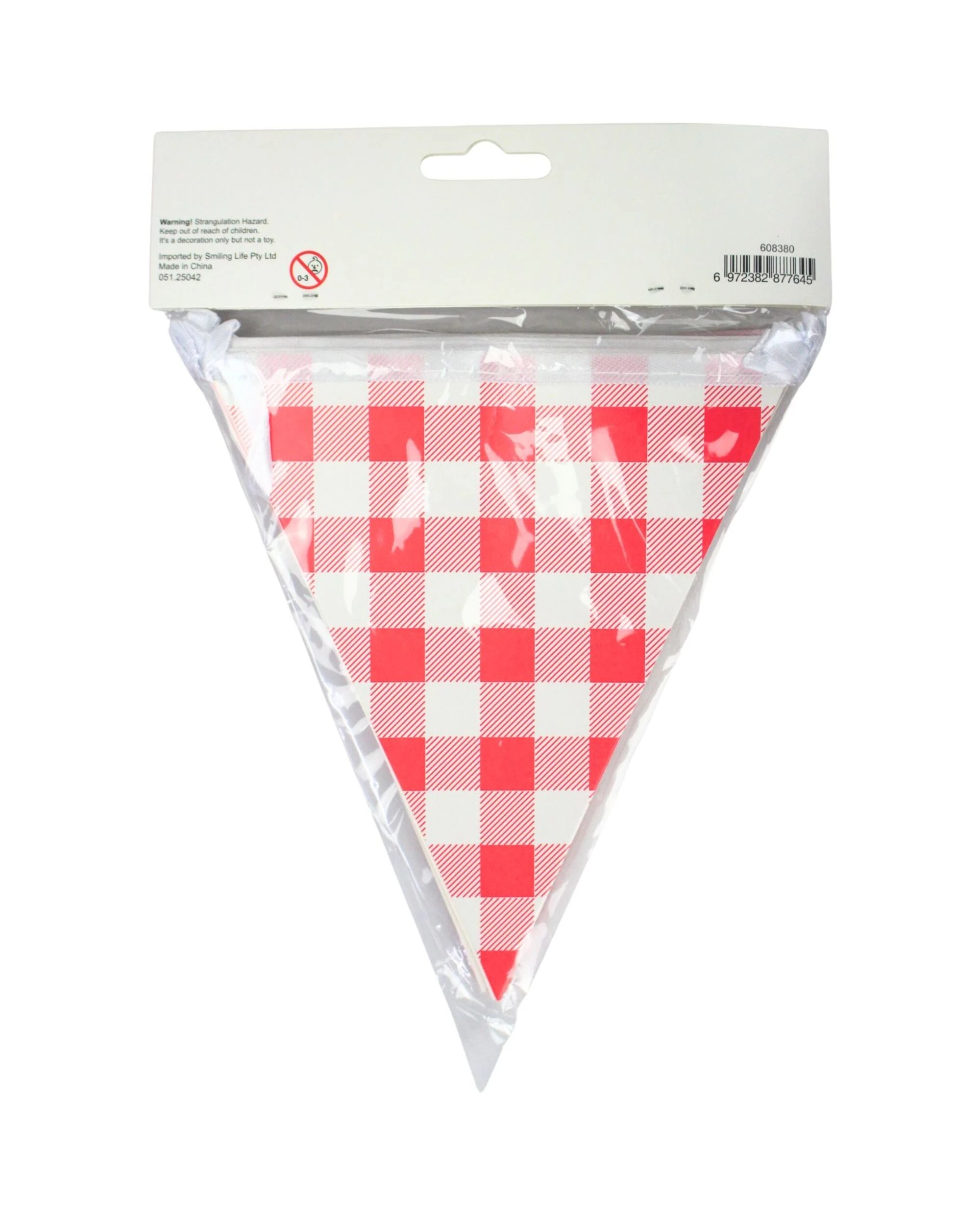 4 Partyrama Bright Gingham Flag Banner 3.5m - Red, 4 of 4