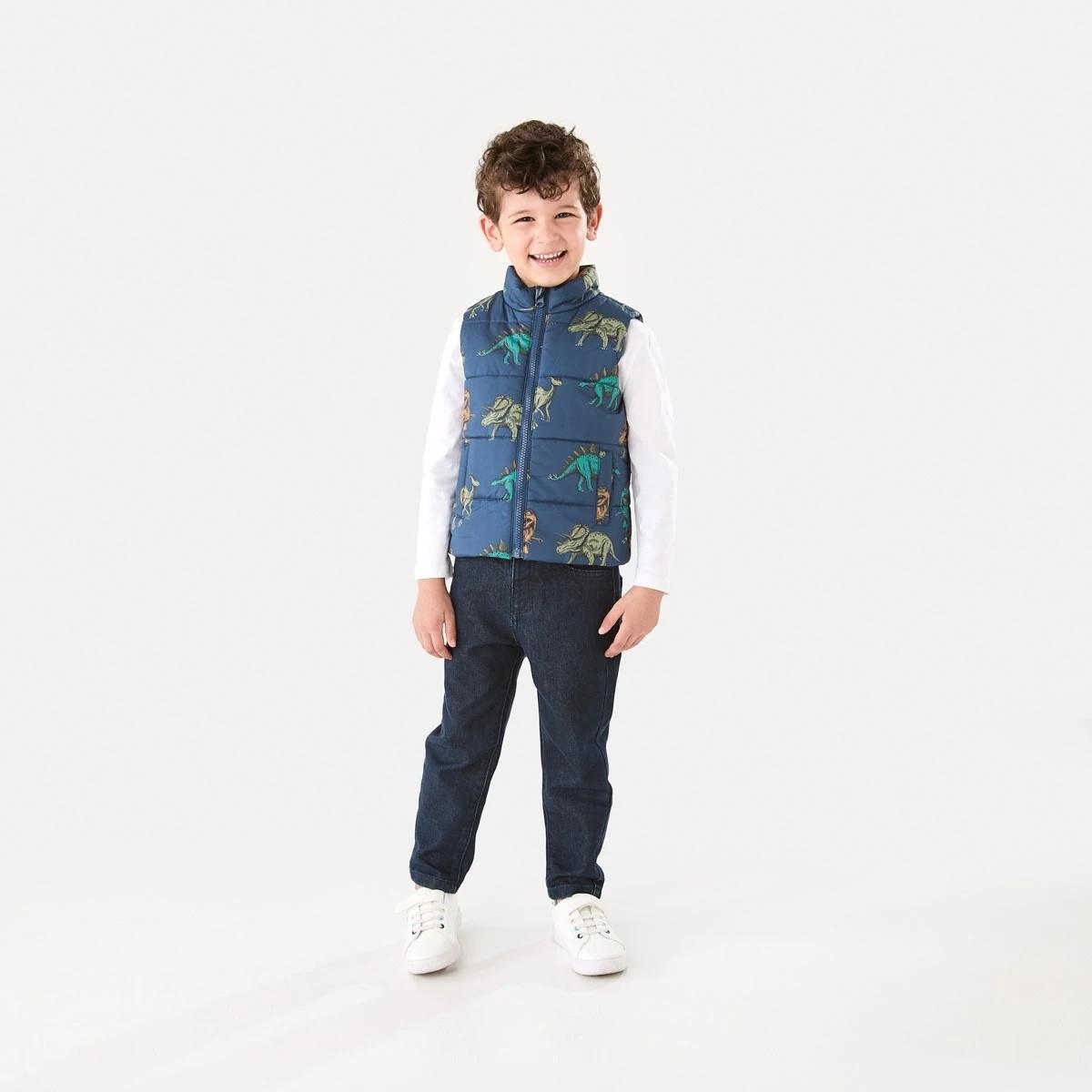 7 Printed Puffer Vest Blu Dinos, 7 of 10