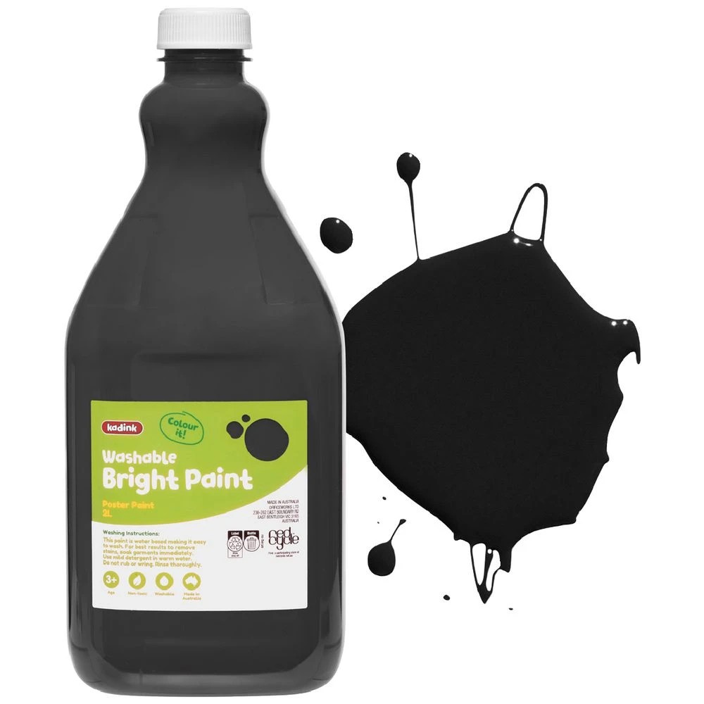 1 Kadink Washable Bright Poster Paint 2L Black, 1 of 2