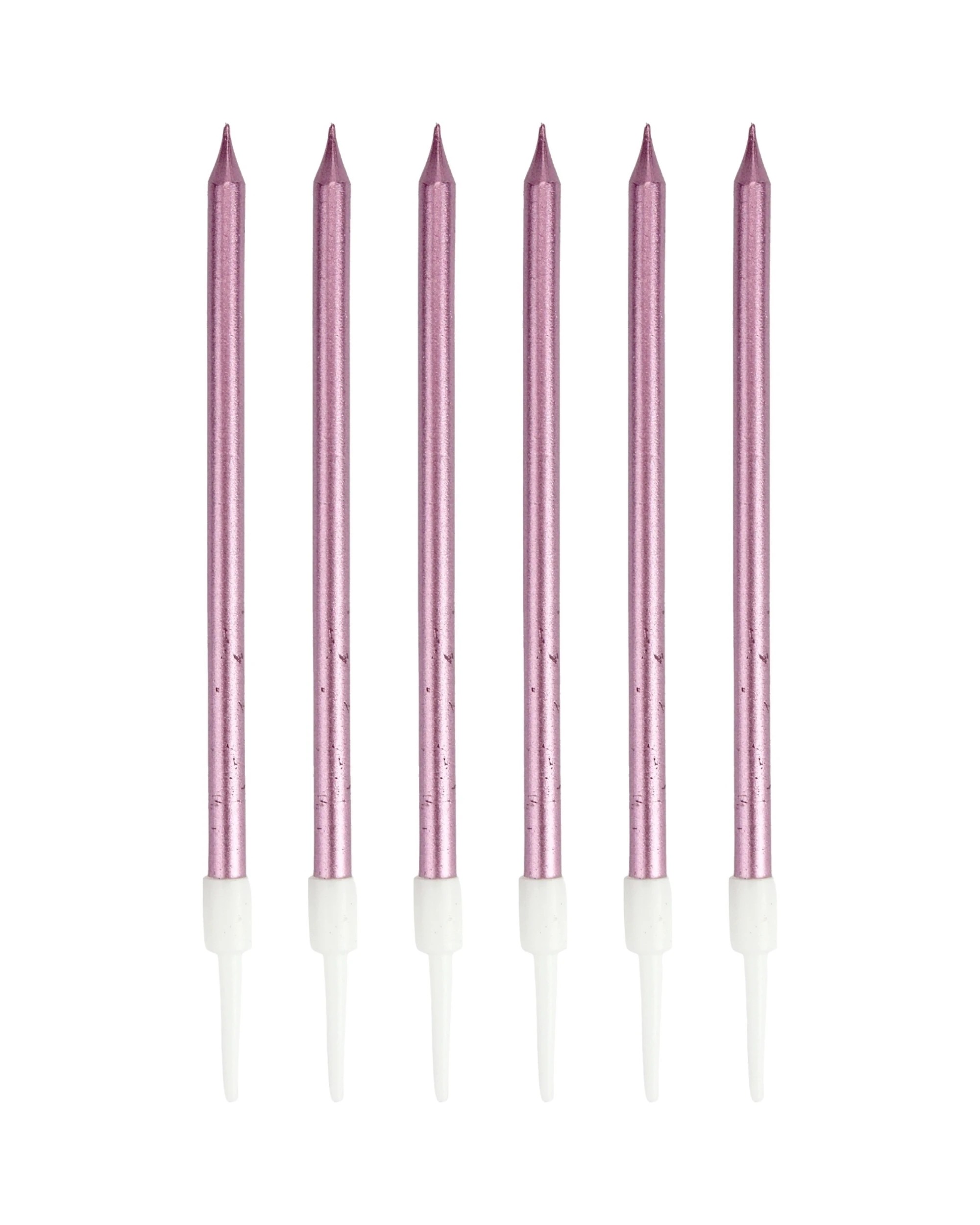 1 Party Maker Metallic Rose Birthday Candles Pack of 6 - Pink, 1 of 1