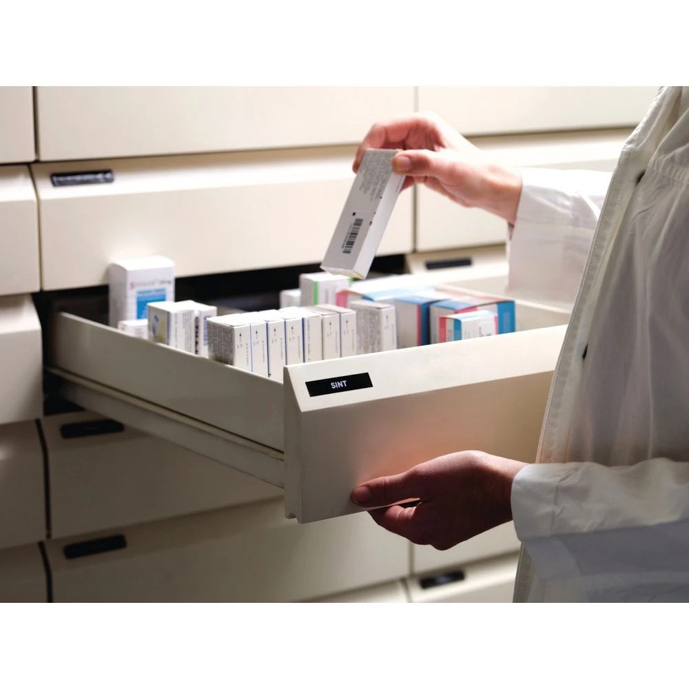 5 DYMO D1 Label Tape 12mm x 7m White on Black, 5 of 6