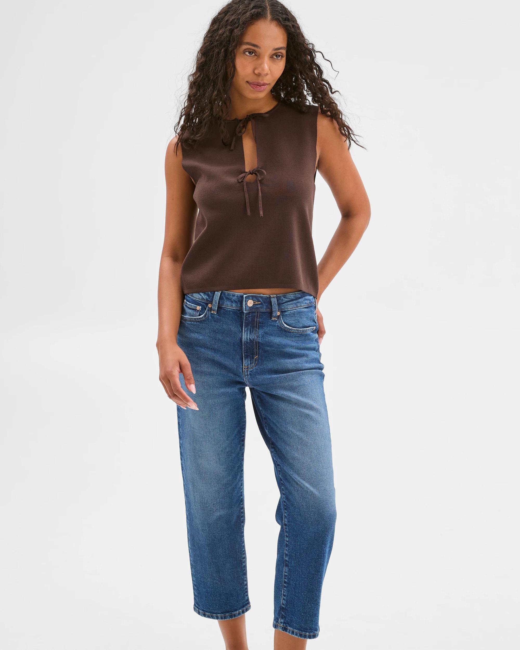 1 Target Mid Rise Crop Length Straight Denim Jeans - Bella BRIGHT INDIGO, 1 of 5
